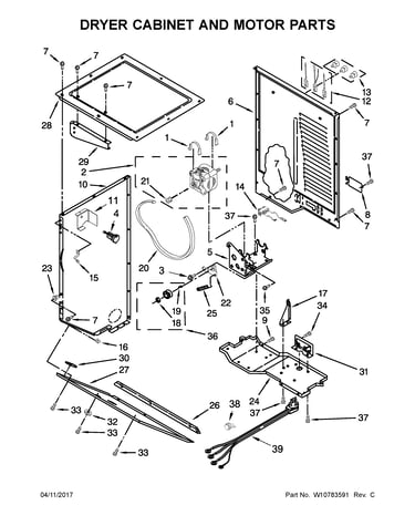 Dryer cabinet and motor parts