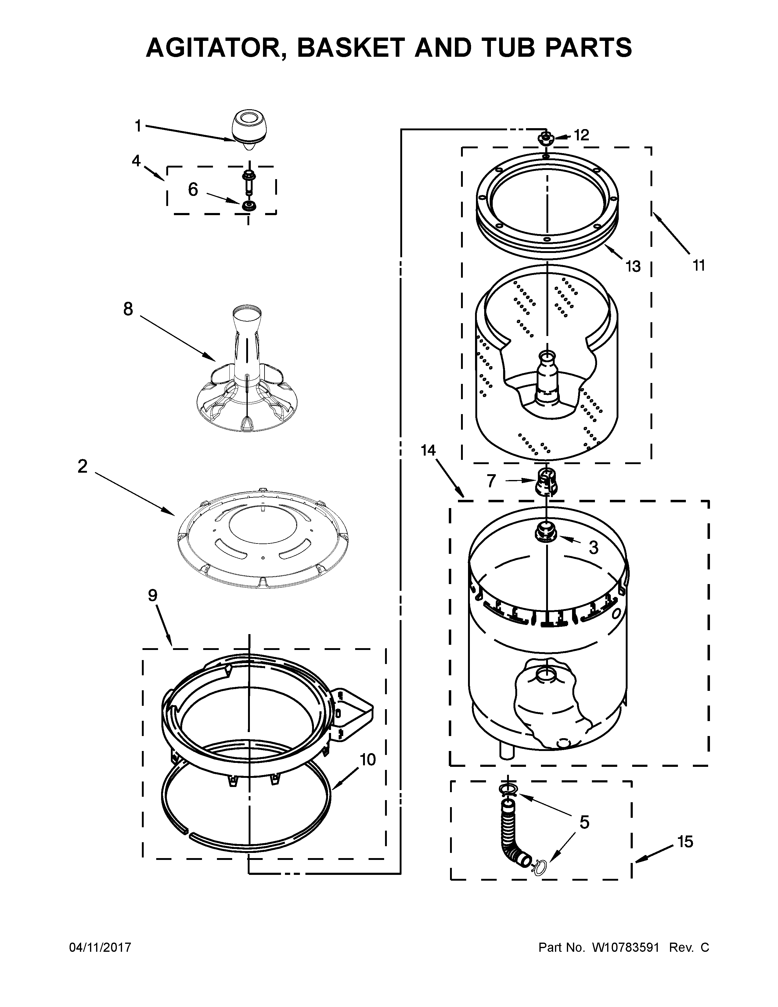 AGITATOR, BASKET AND TUB PARTS