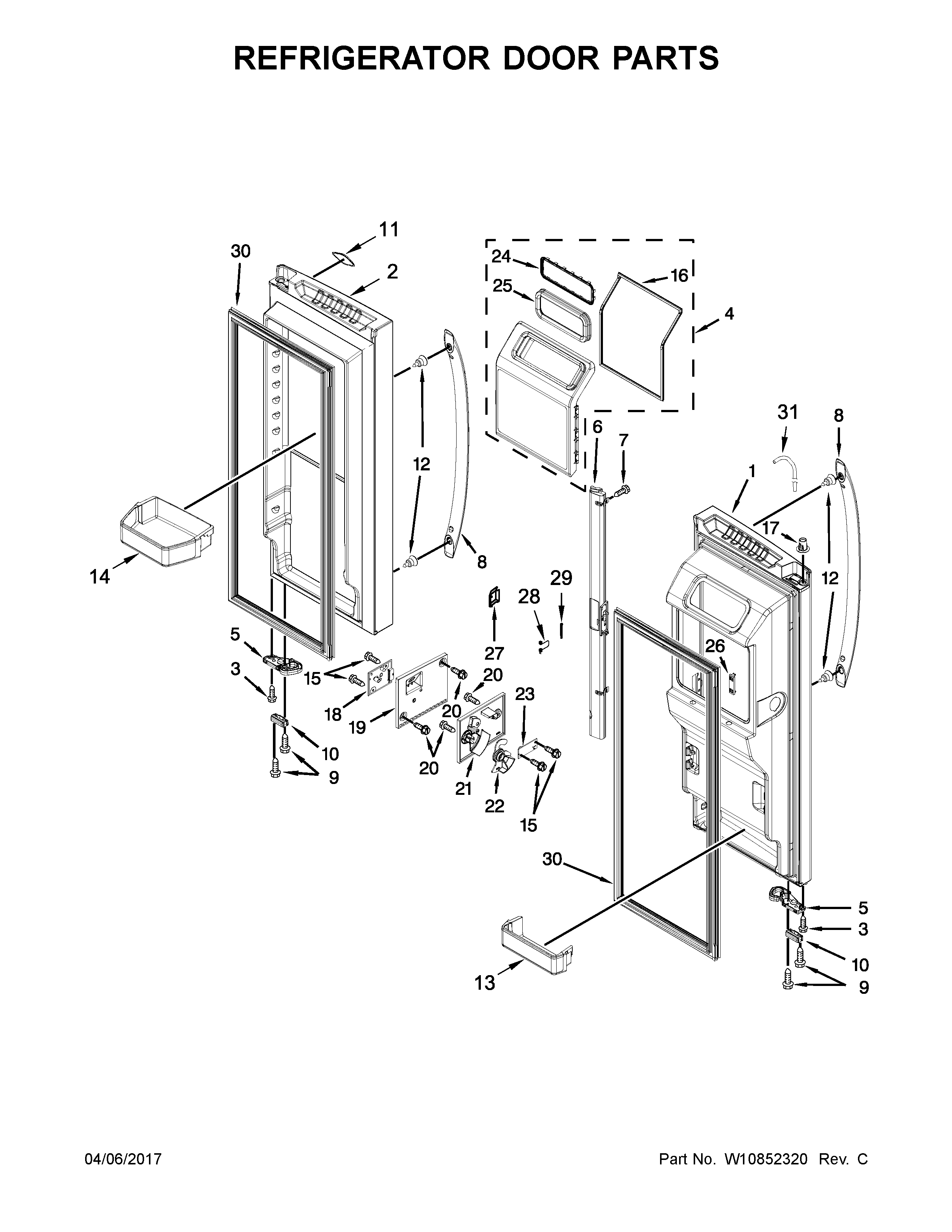 Refrigerator door parts