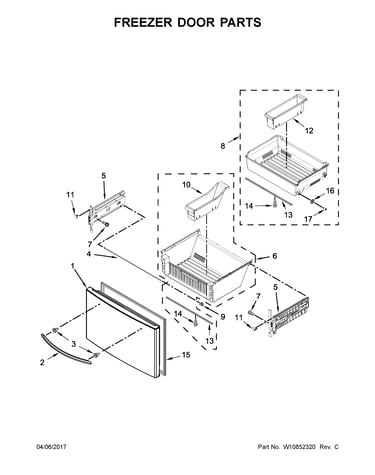 Freezer door parts