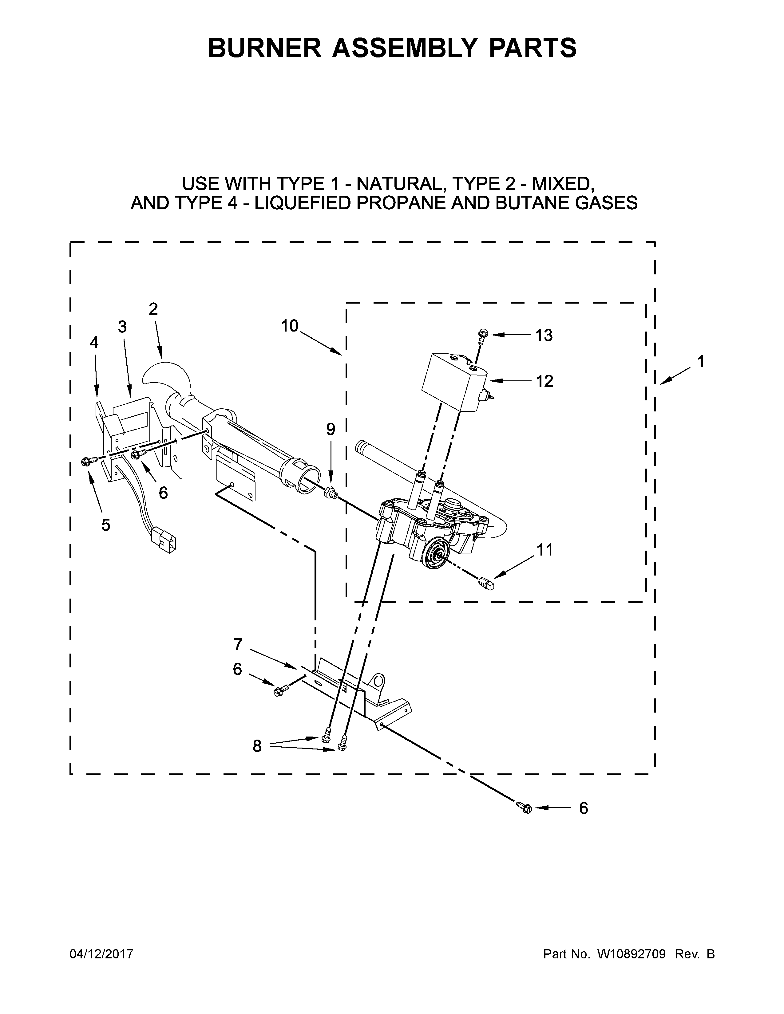 Burner assembly parts