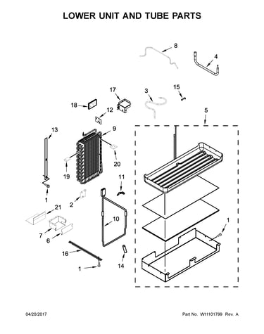 Lower unit and tube parts