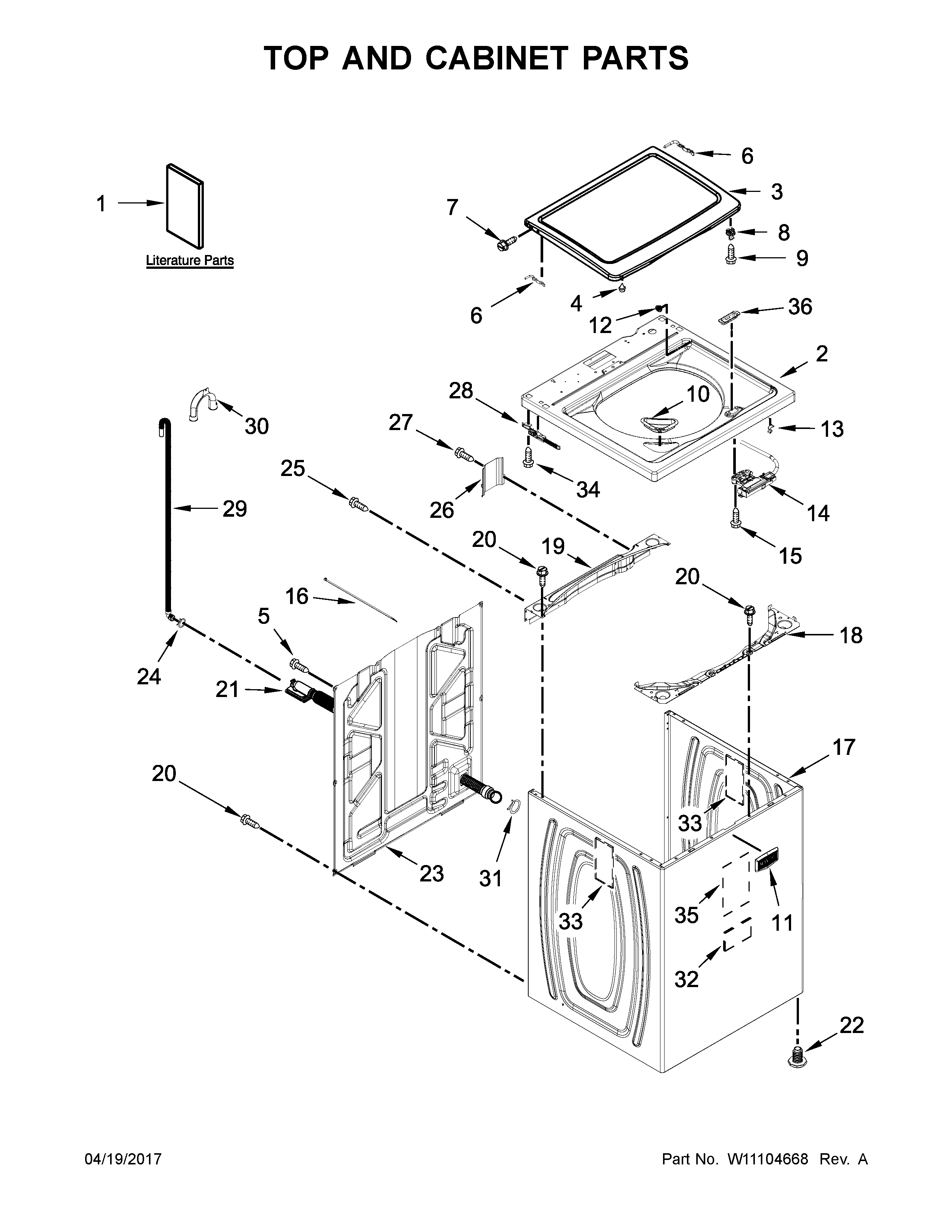 Top and cabinet parts