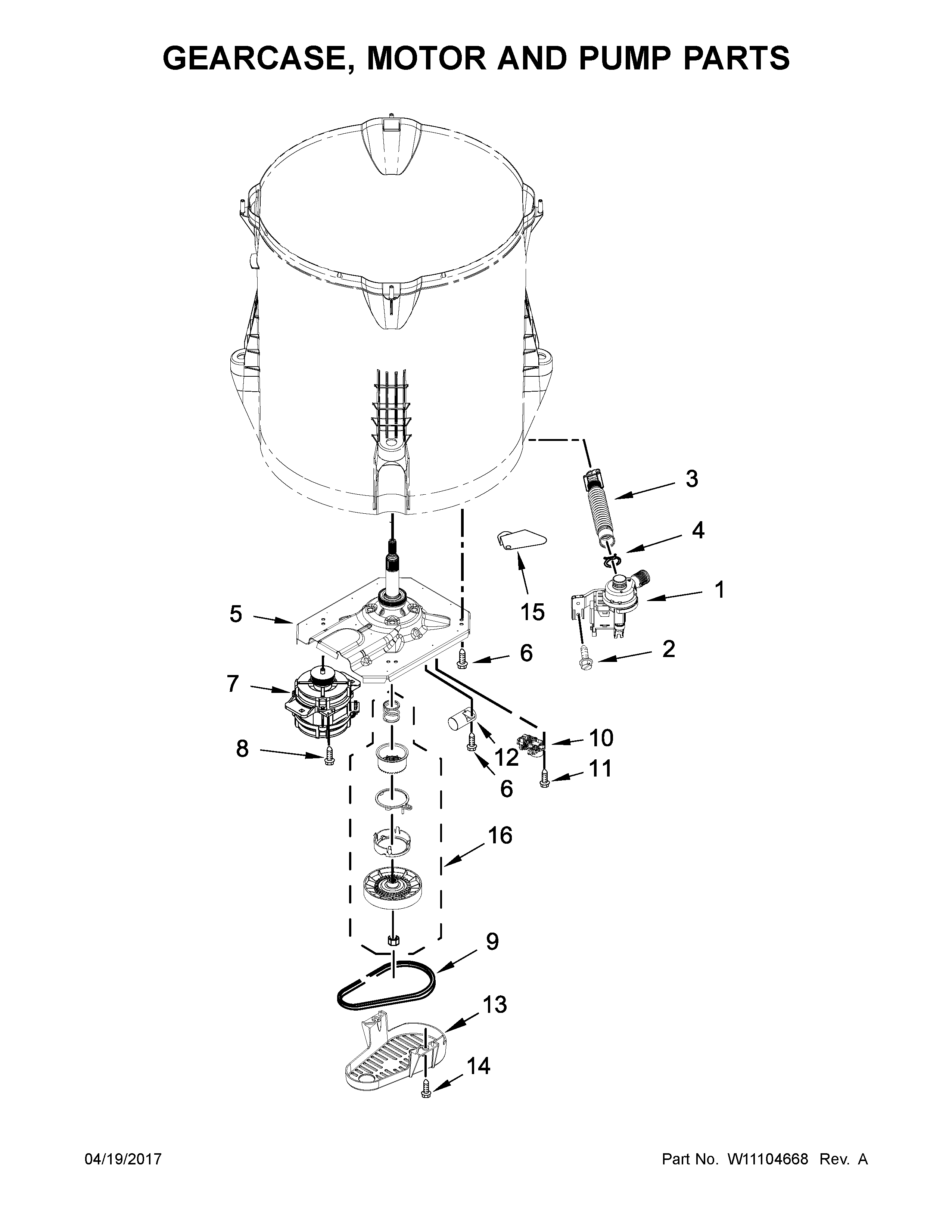 Gearcase, motor and pump parts