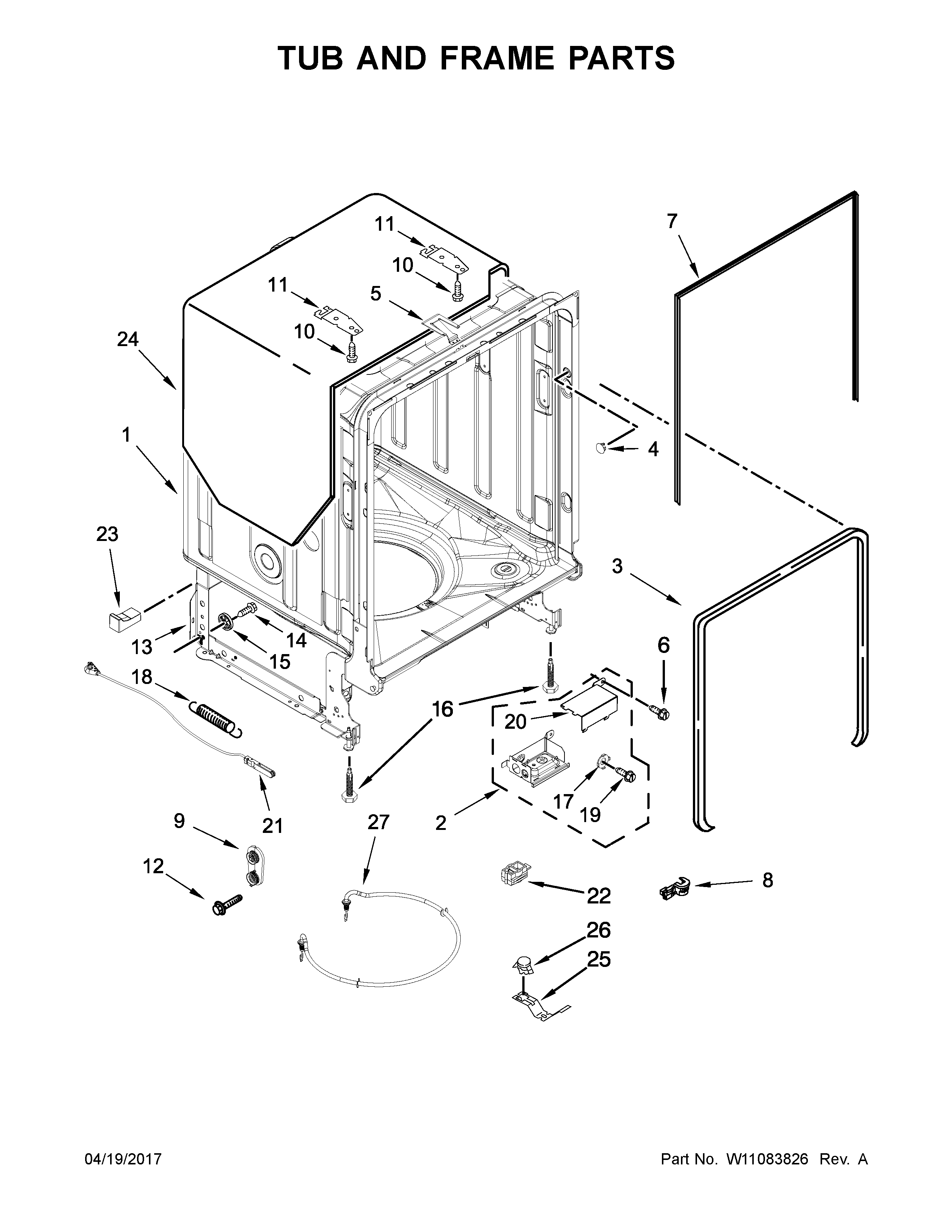 Tub and frame parts