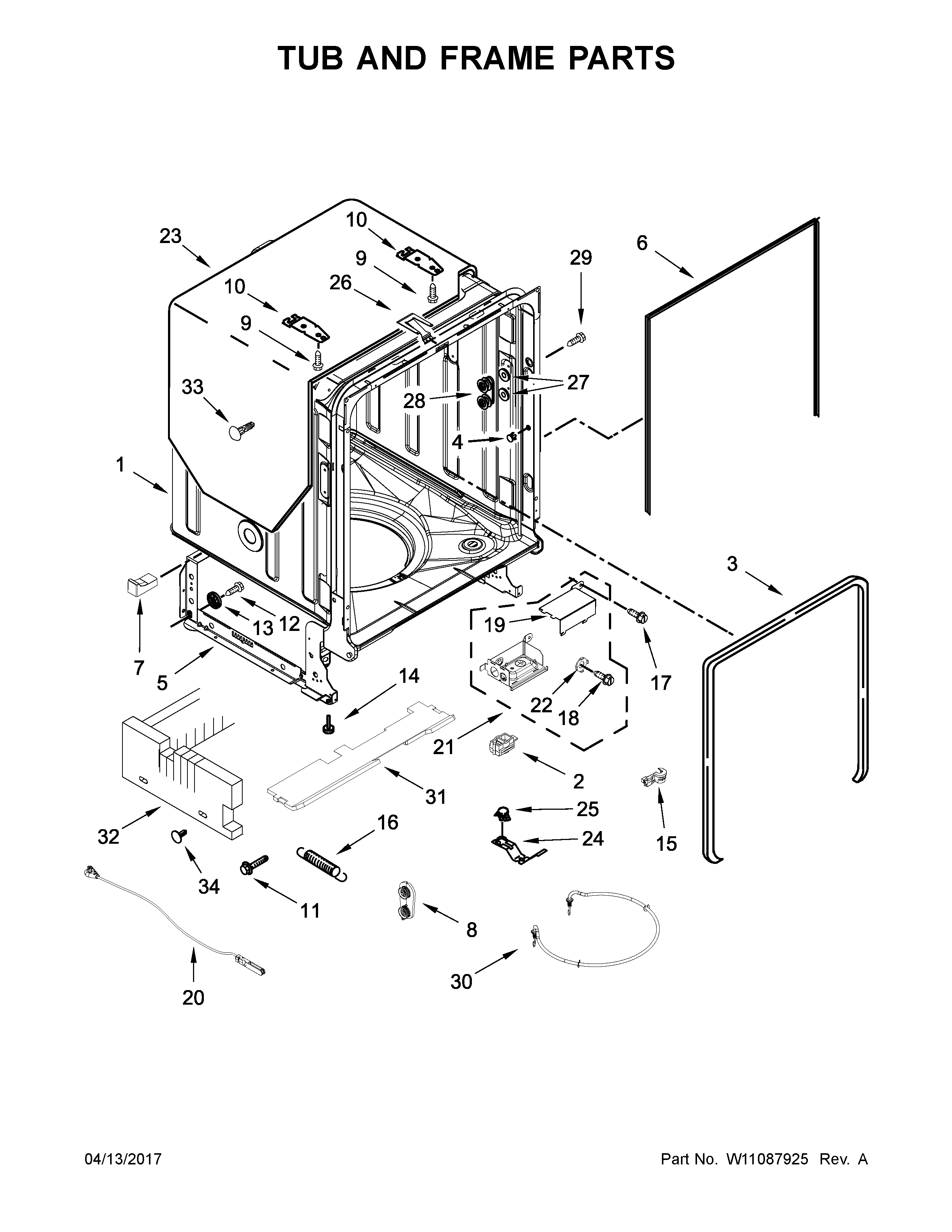 Tub and frame parts