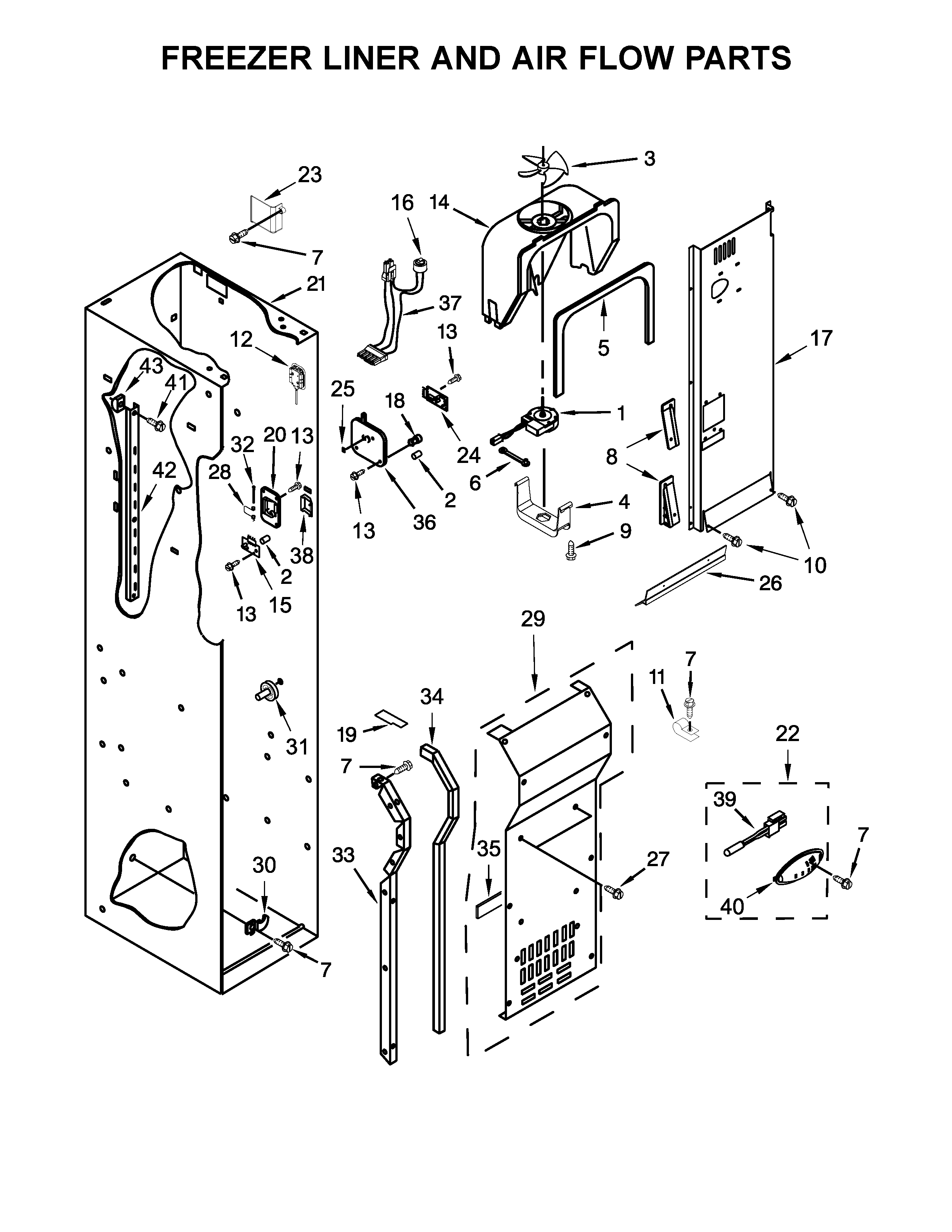 FREEZER LINER AND AIR FLOW PARTS