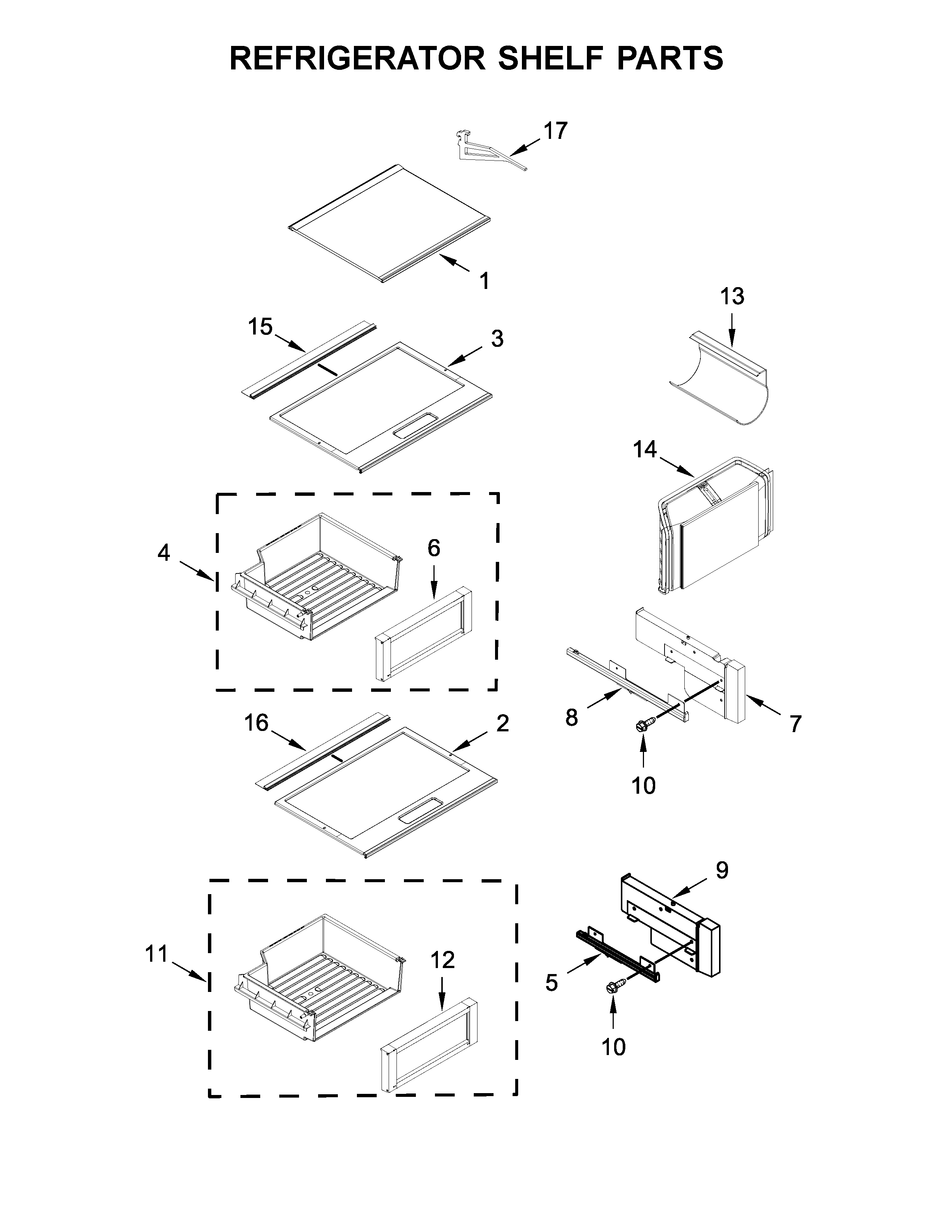 REFRIGERATOR SHELF PARTS