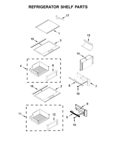 Refrigerator shelf parts