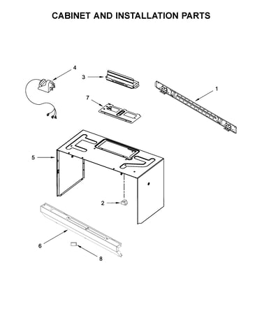 Cabinet and installation parts