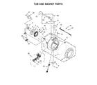 Whirlpool WFW72HEDW0 tub and basket parts diagram