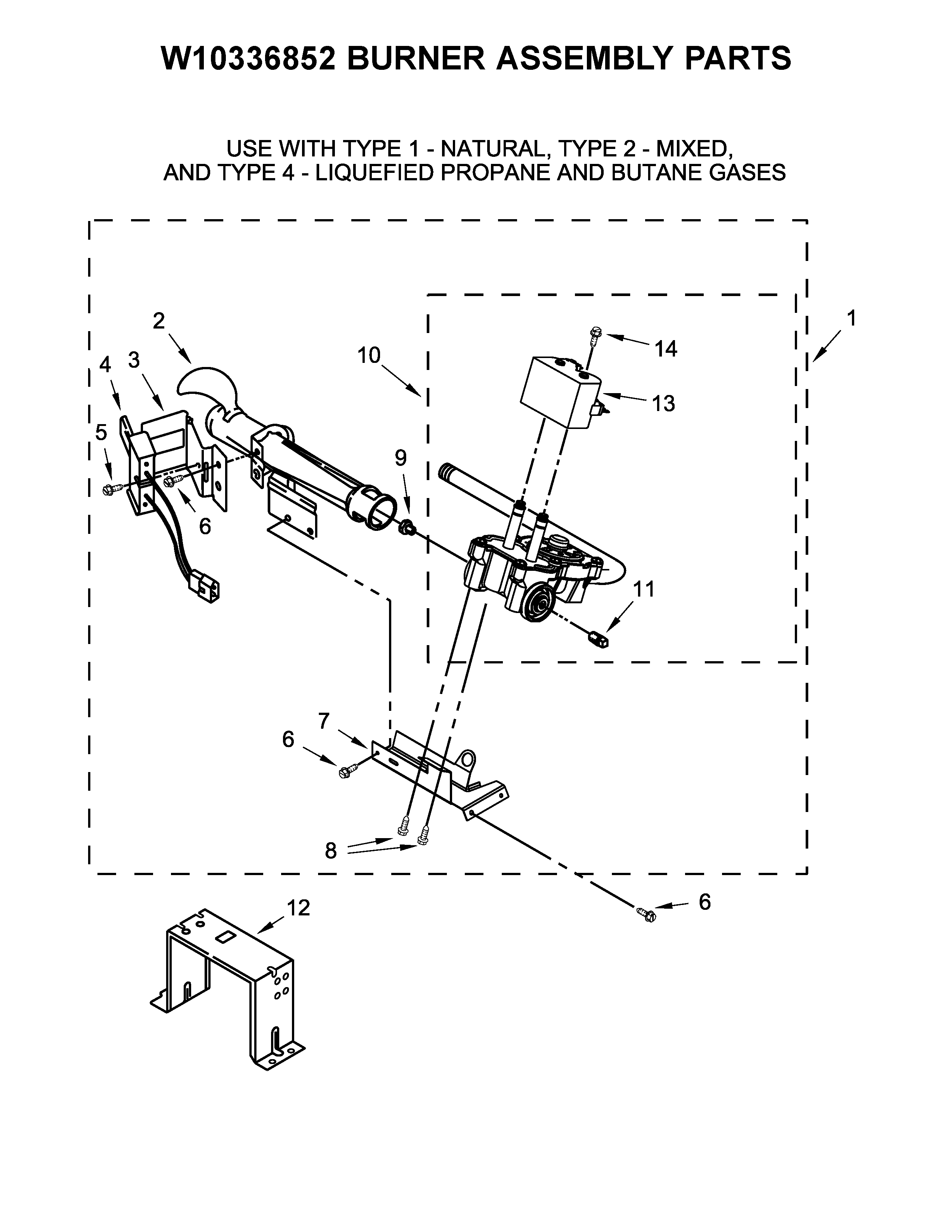 W10336852 burner assembly parts