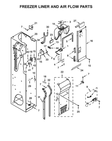 Freezer liner and air flow parts