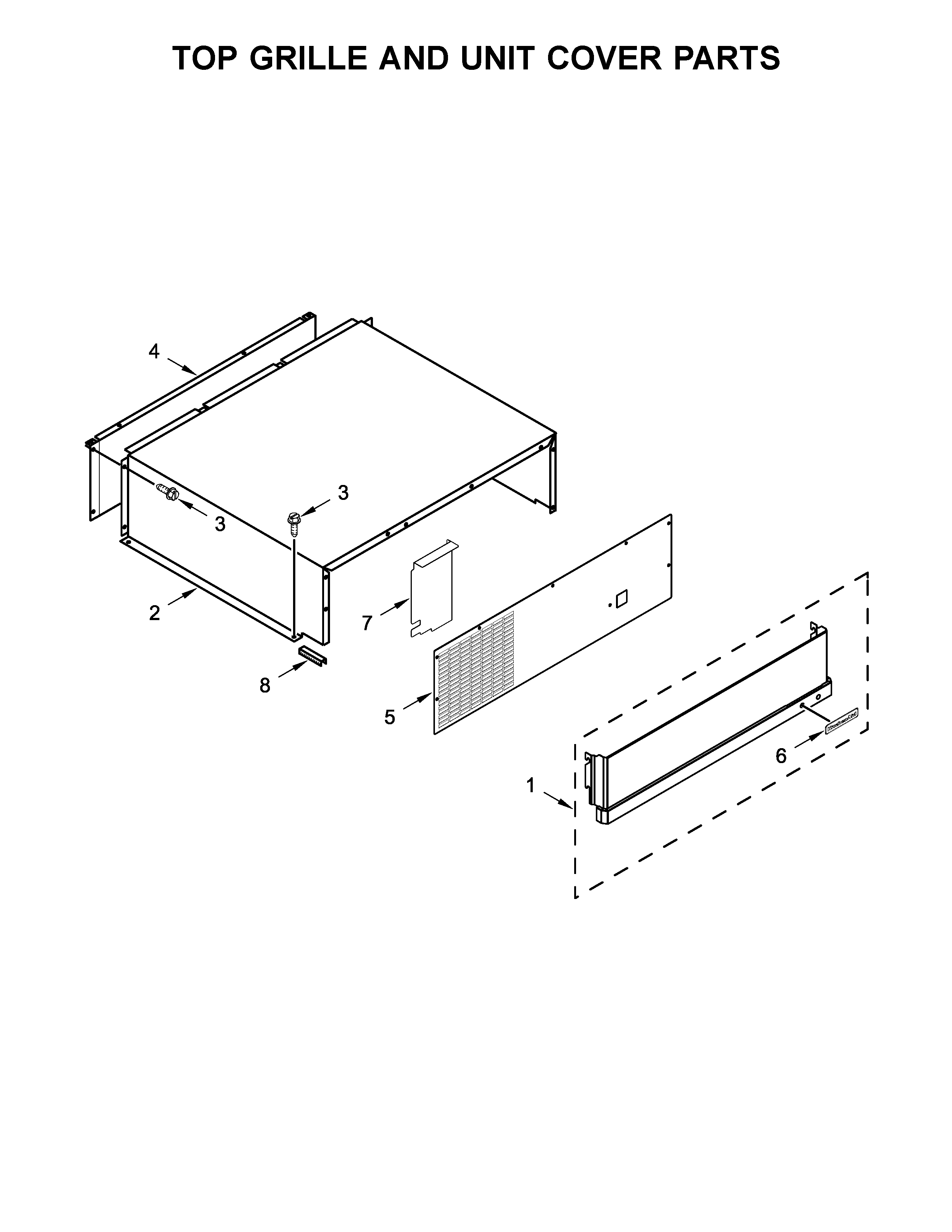 Top grille and unit cover parts