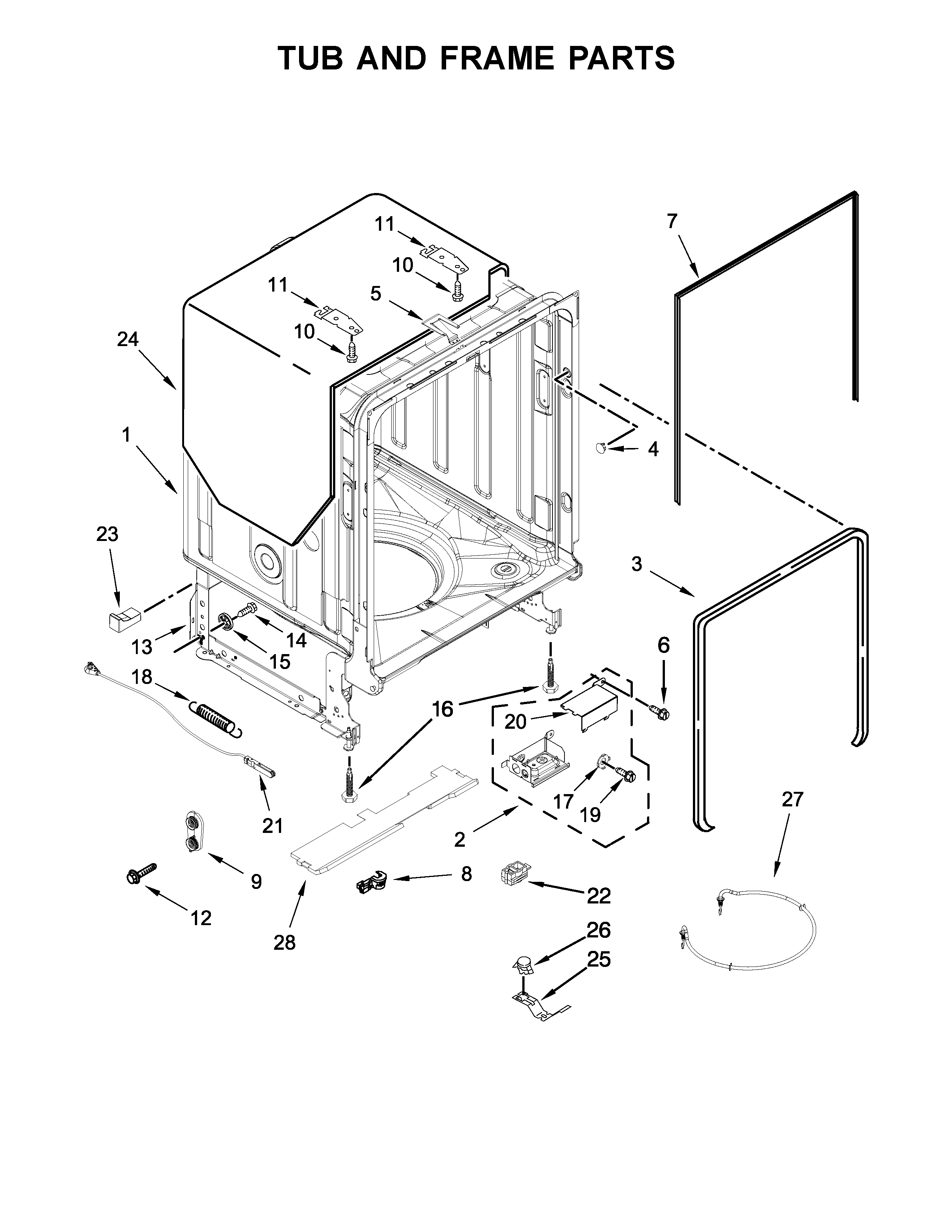 TUB AND FRAME PARTS