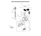 KitchenAid KDTE204EWH4 pump, washarm and motor parts diagram