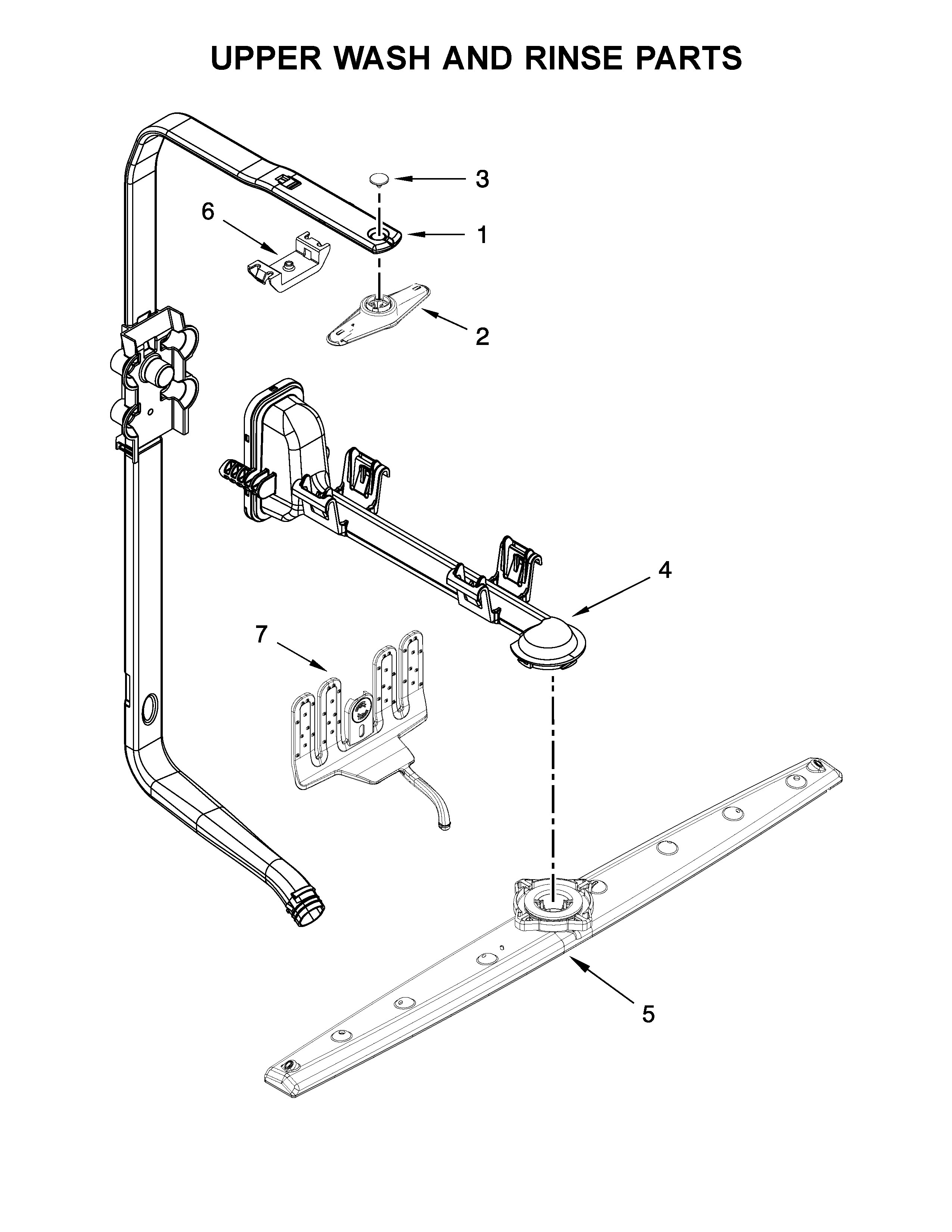 Upper wash and rinse parts