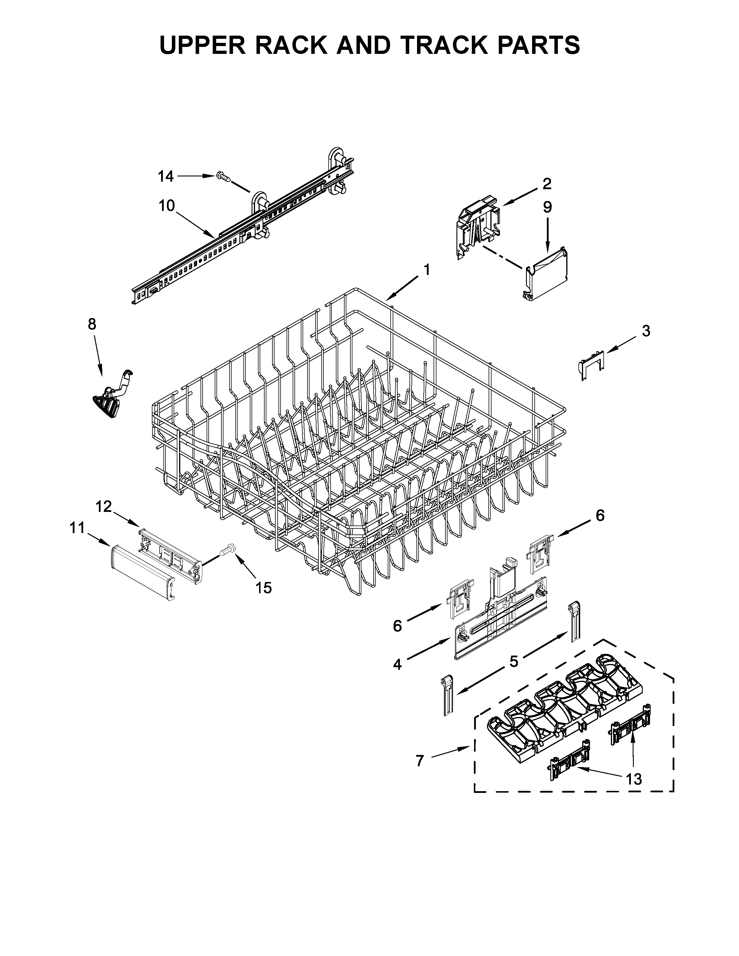 Upper rack and track parts