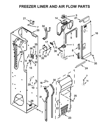 Freezer liner and air flow parts