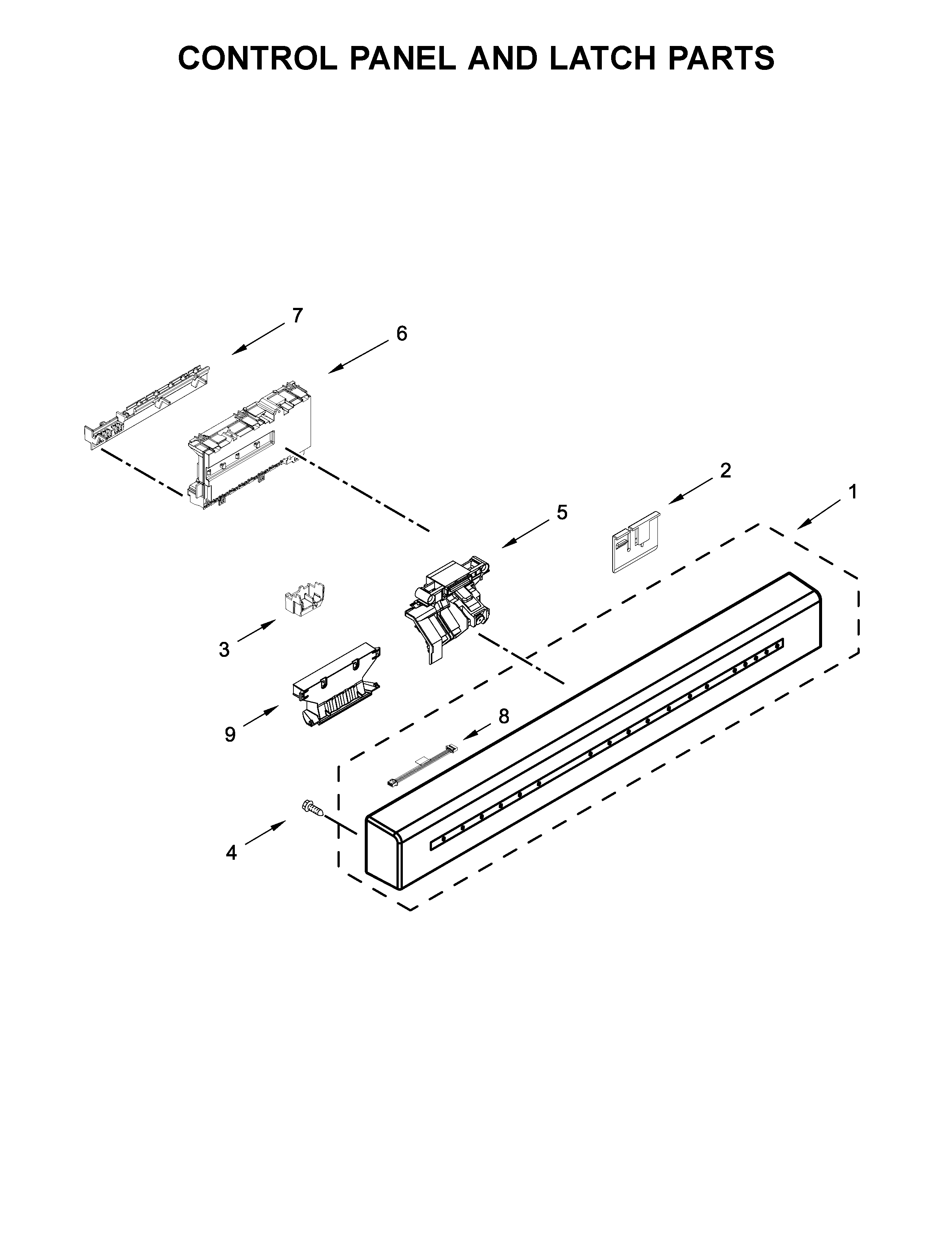 Control panel and latch parts