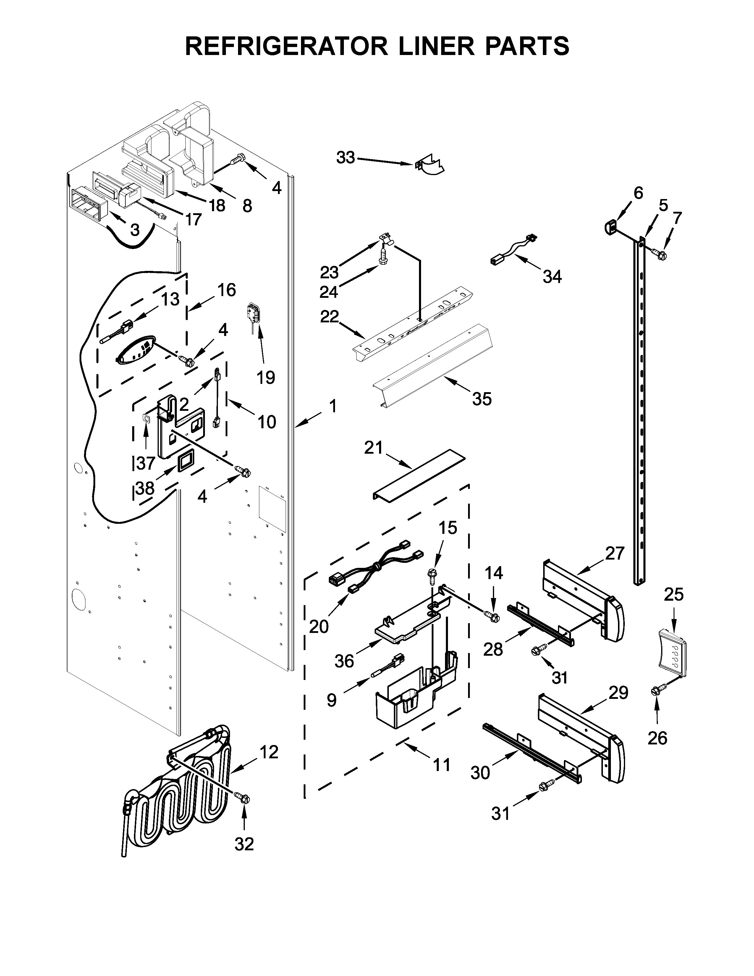Refrigerator liner parts