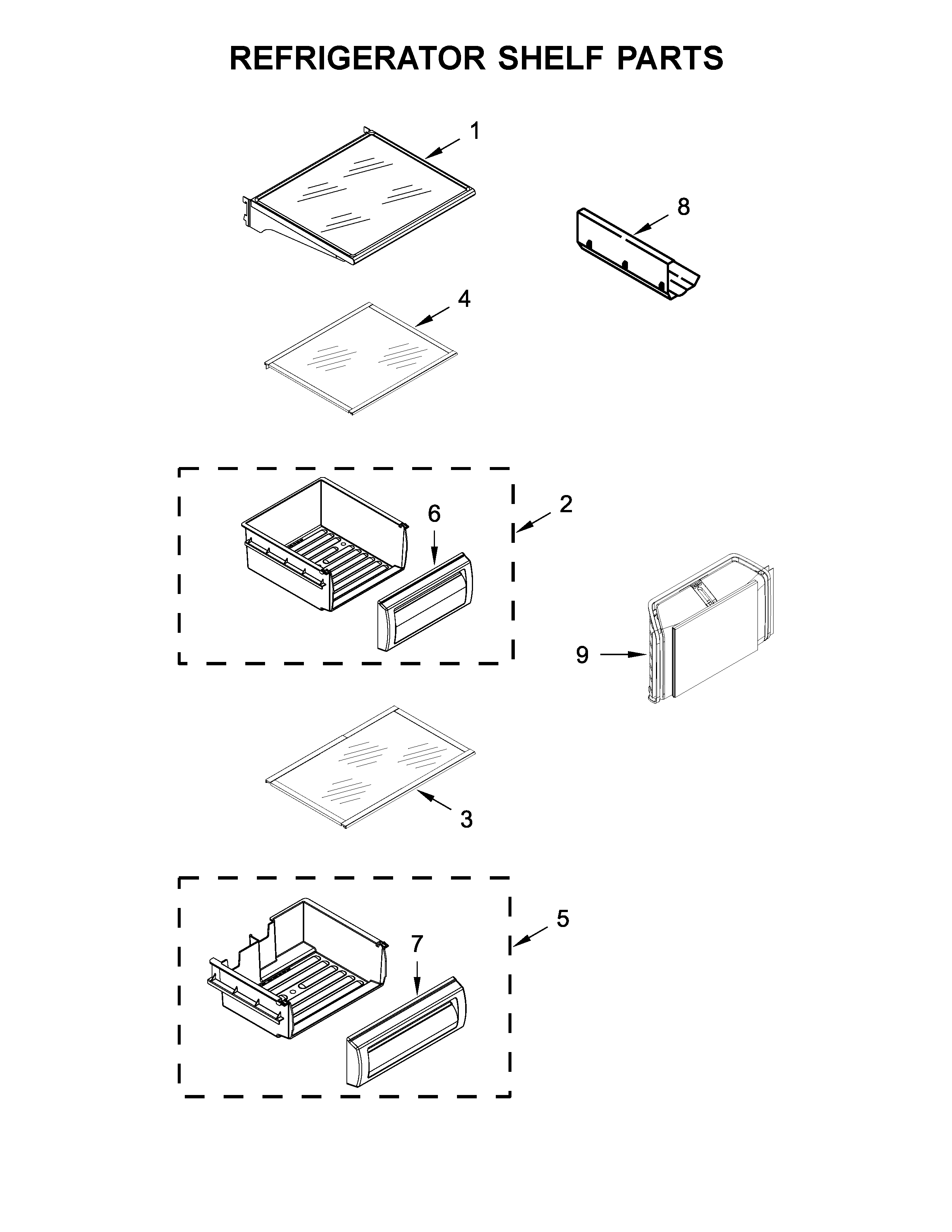 Refrigerator shelf parts