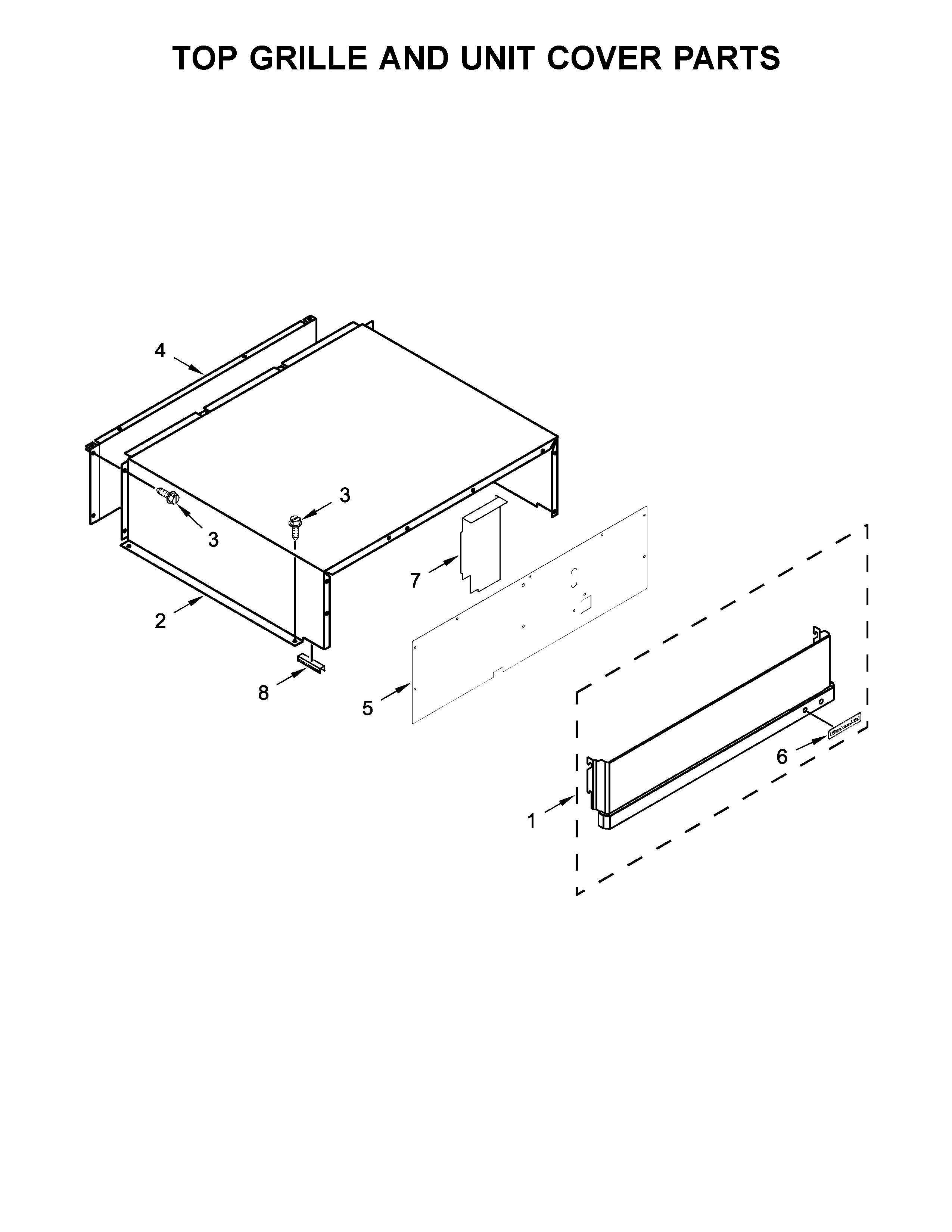 Top grille and unit cover parts