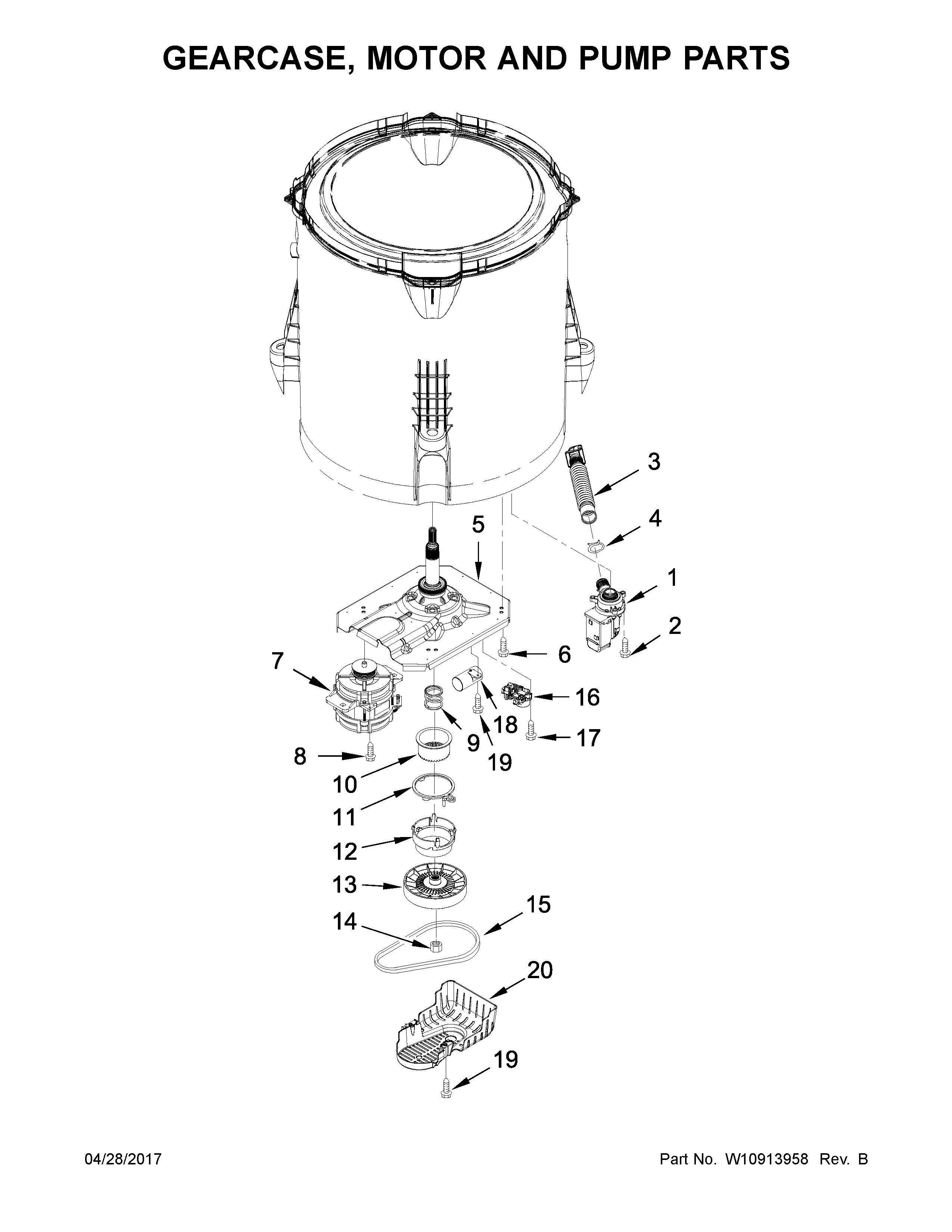 Gearcase, motor and pump parts