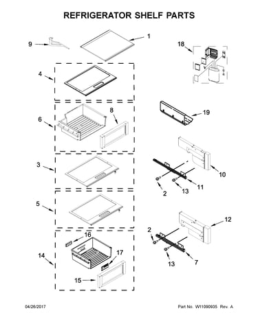 Refrigerator shelf parts