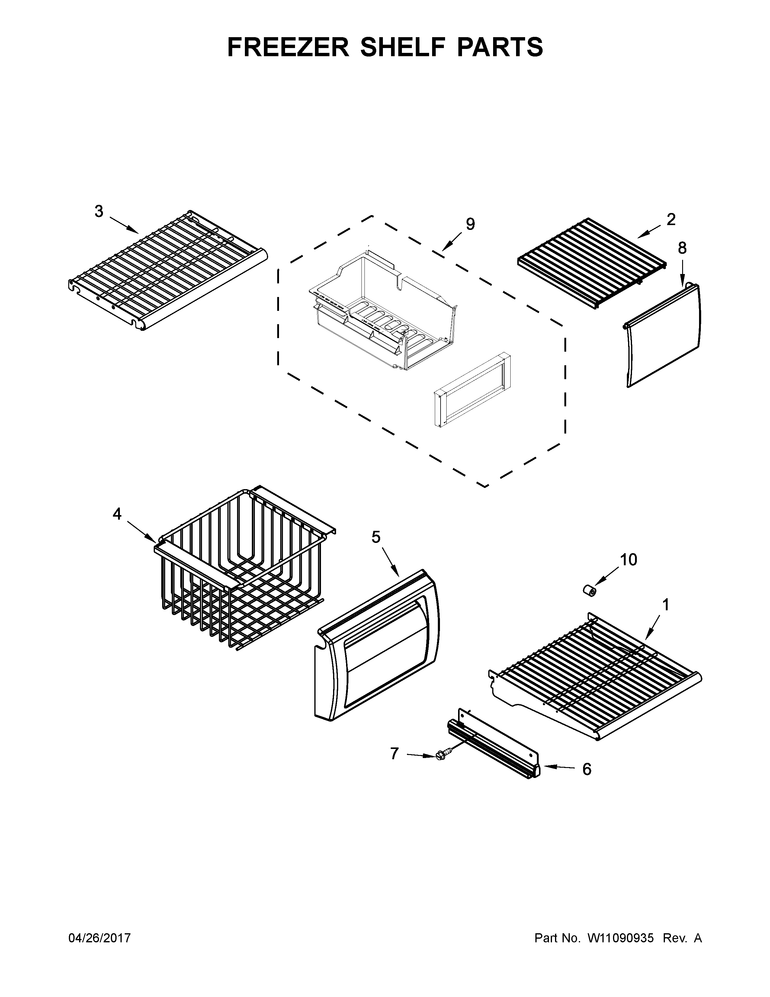 Freezer shelf parts