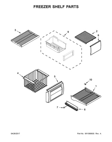 Freezer shelf parts