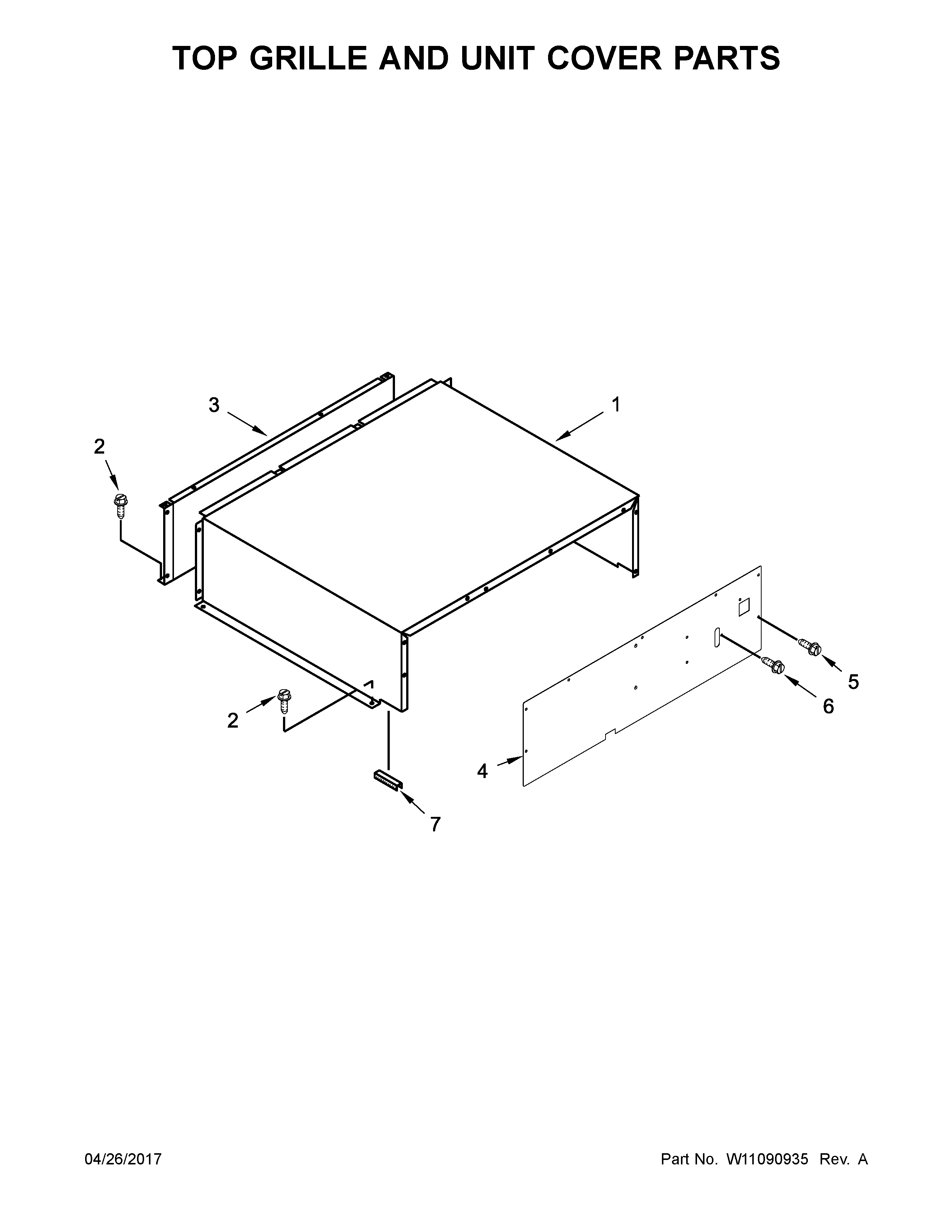 Top grille and unit cover parts