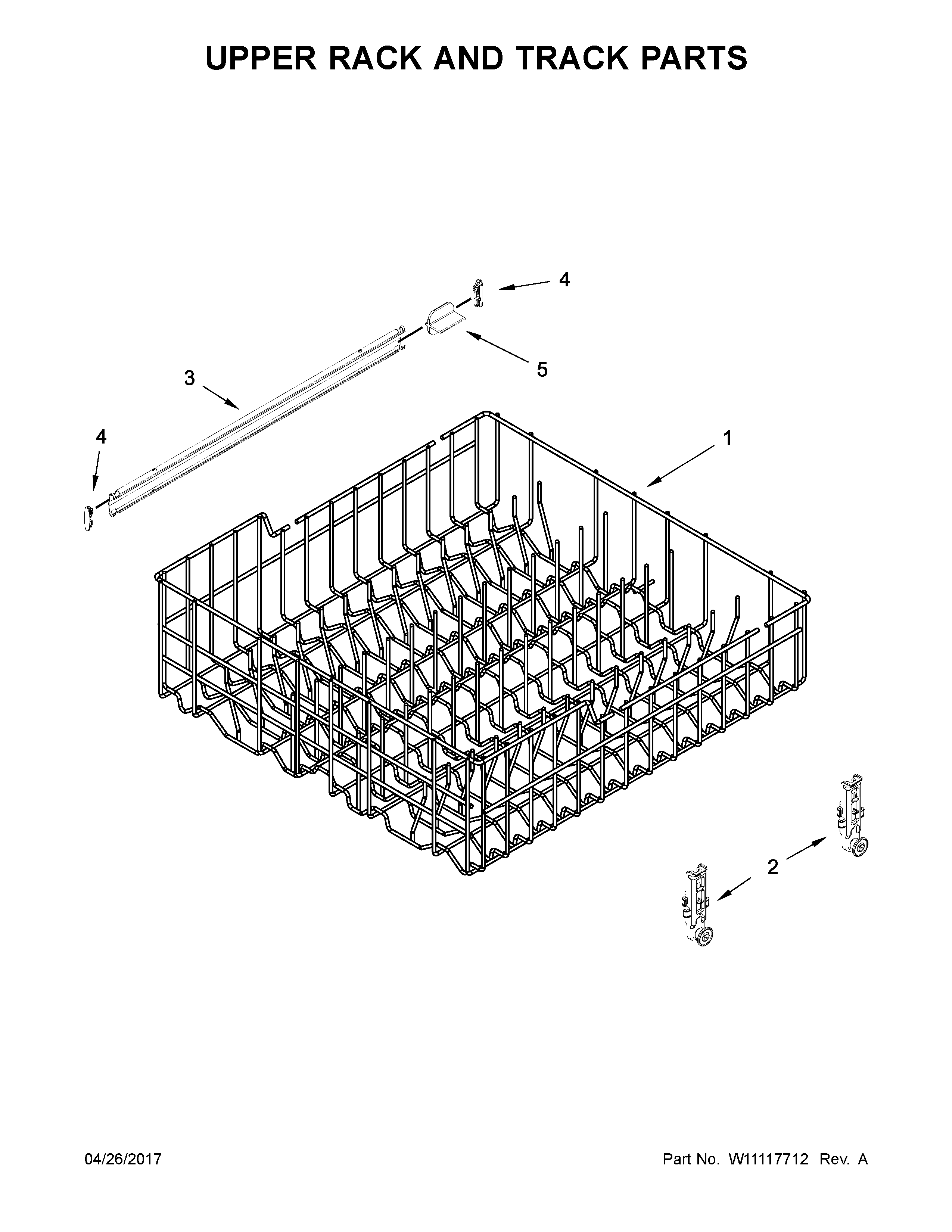 Upper rack and track parts