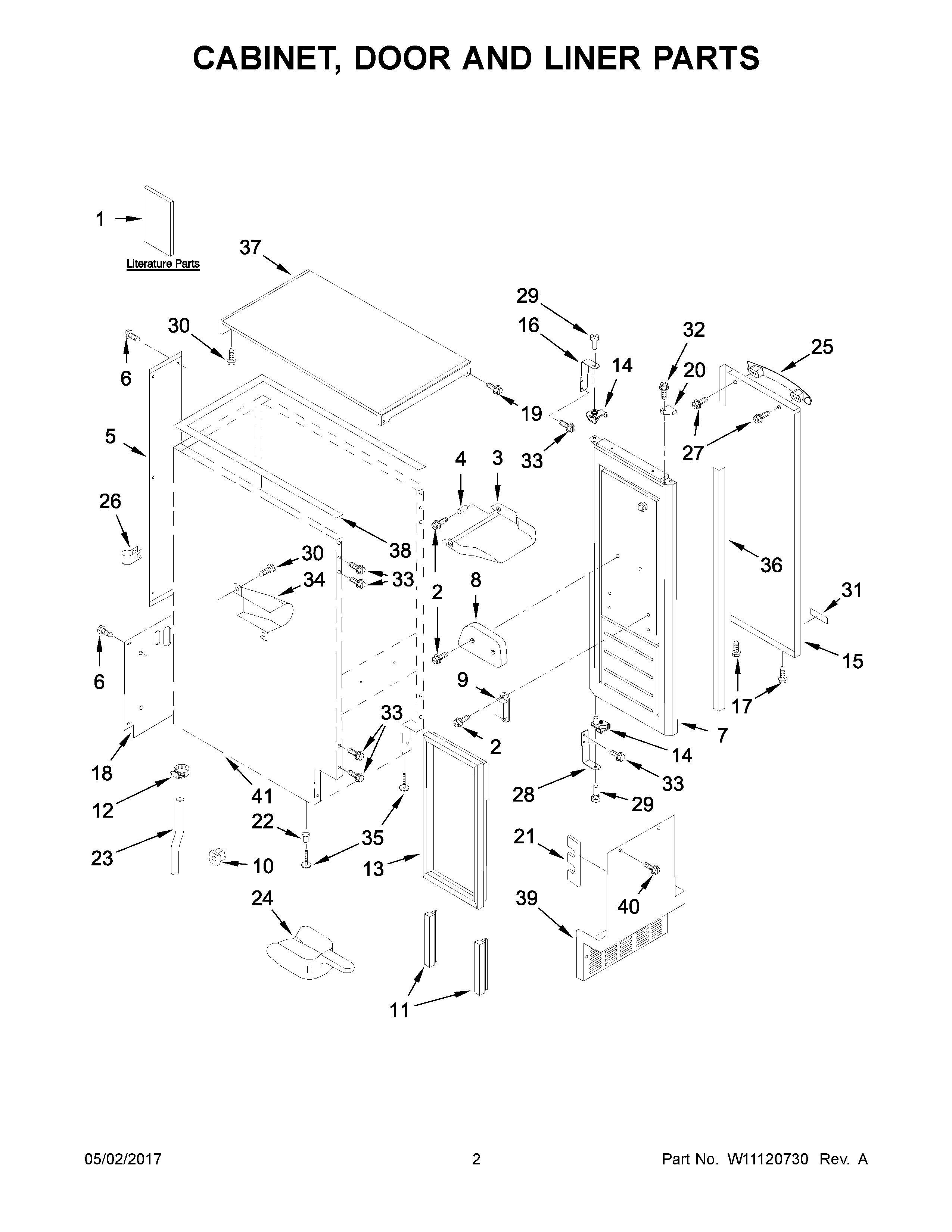 Cabinet, door and liner parts