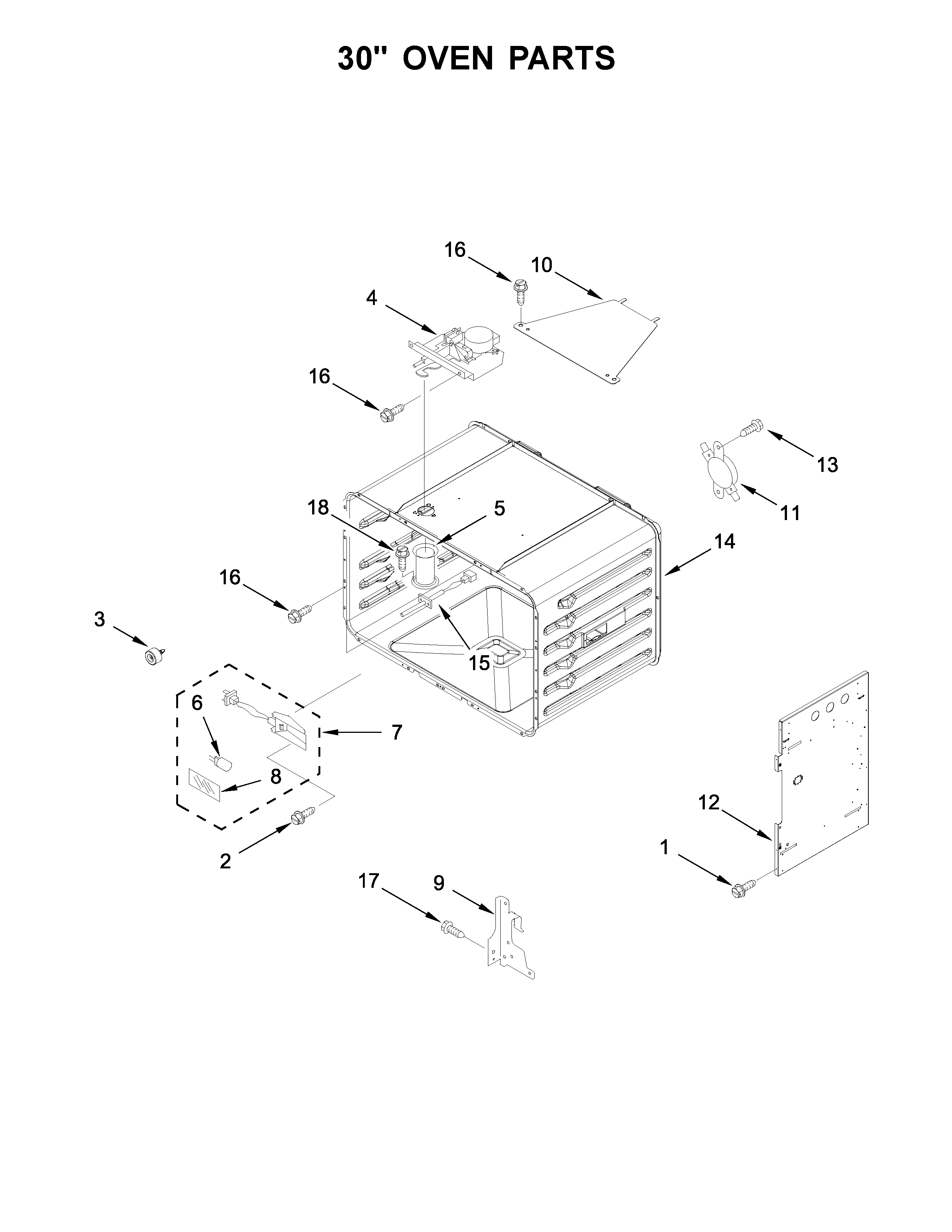 30" OVEN PARTS