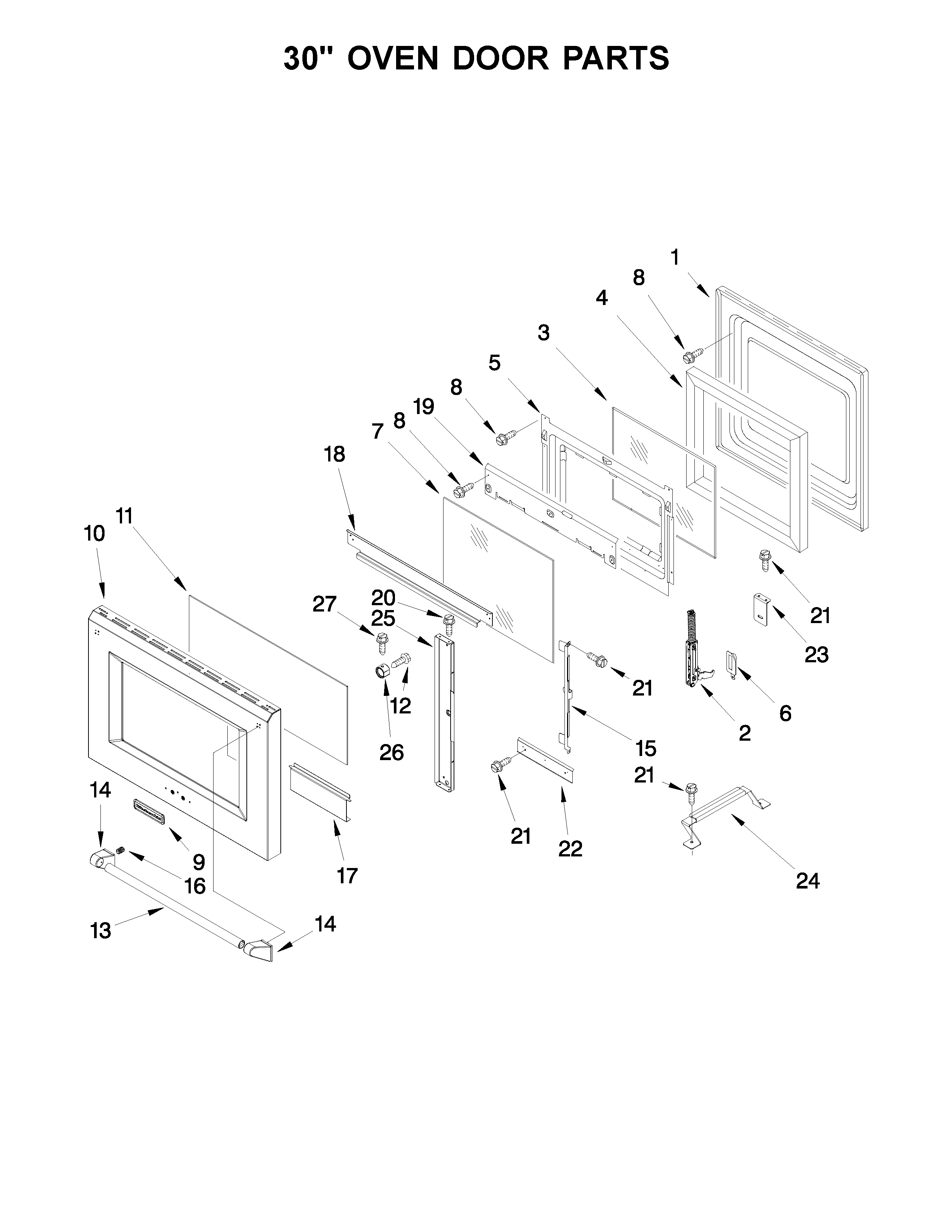30" OVEN DOOR PARTS