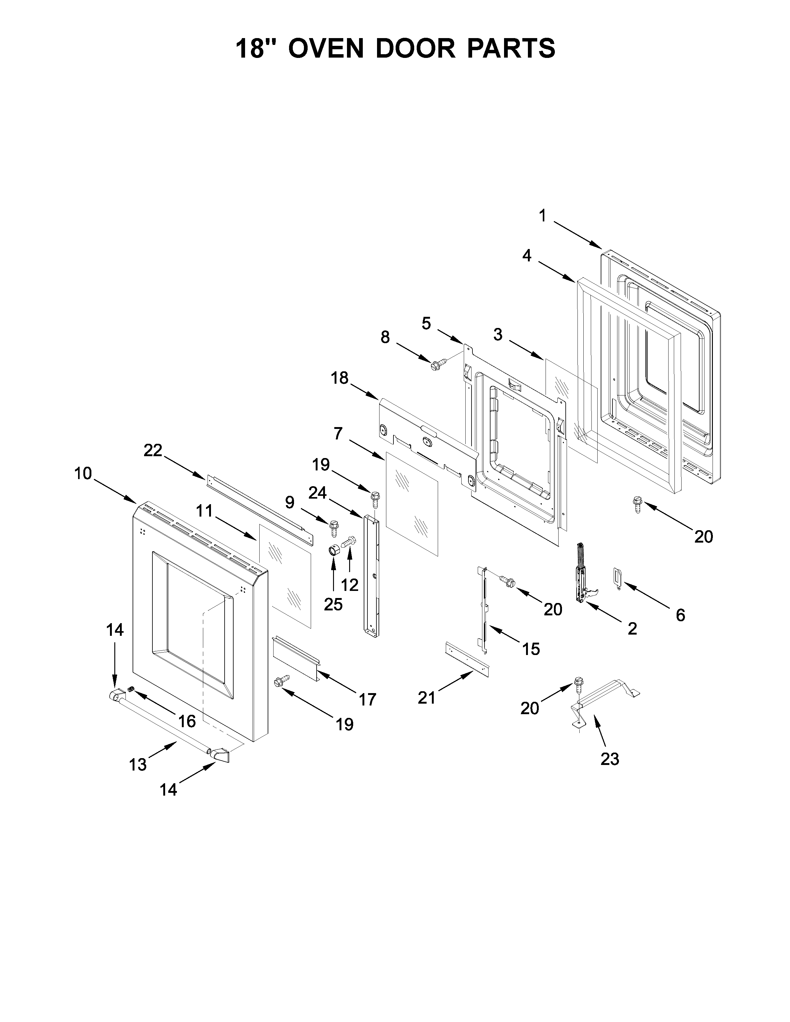 18" OVEN DOOR PARTS