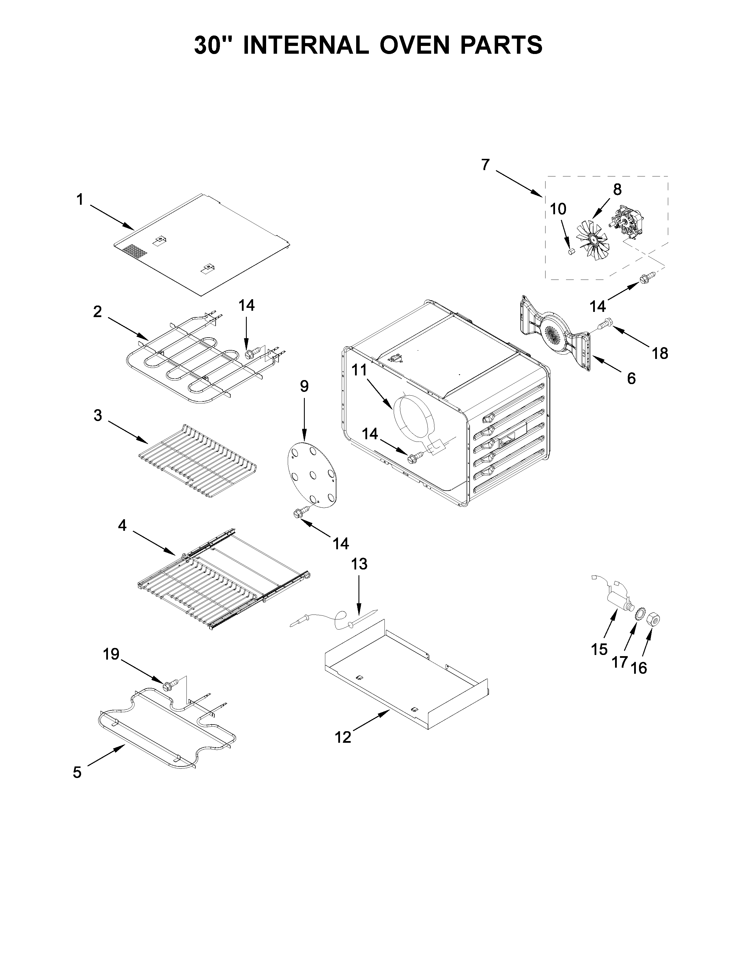 30" INTERNAL OVEN PARTS