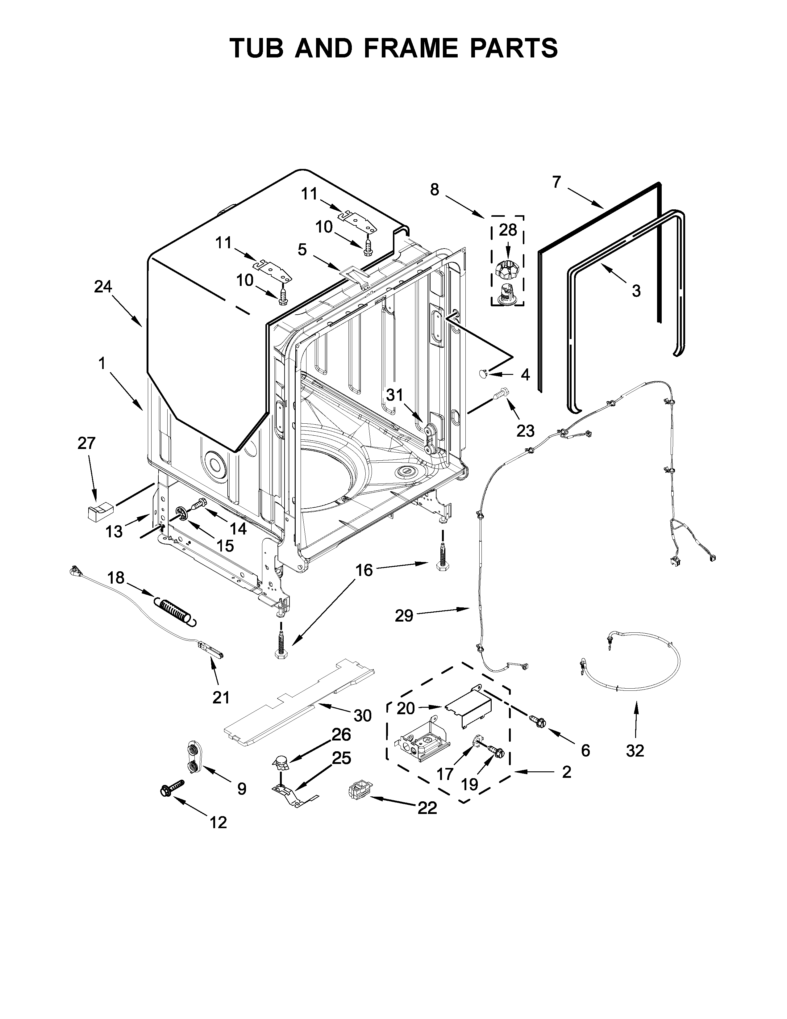 TUB AND FRAME PARTS