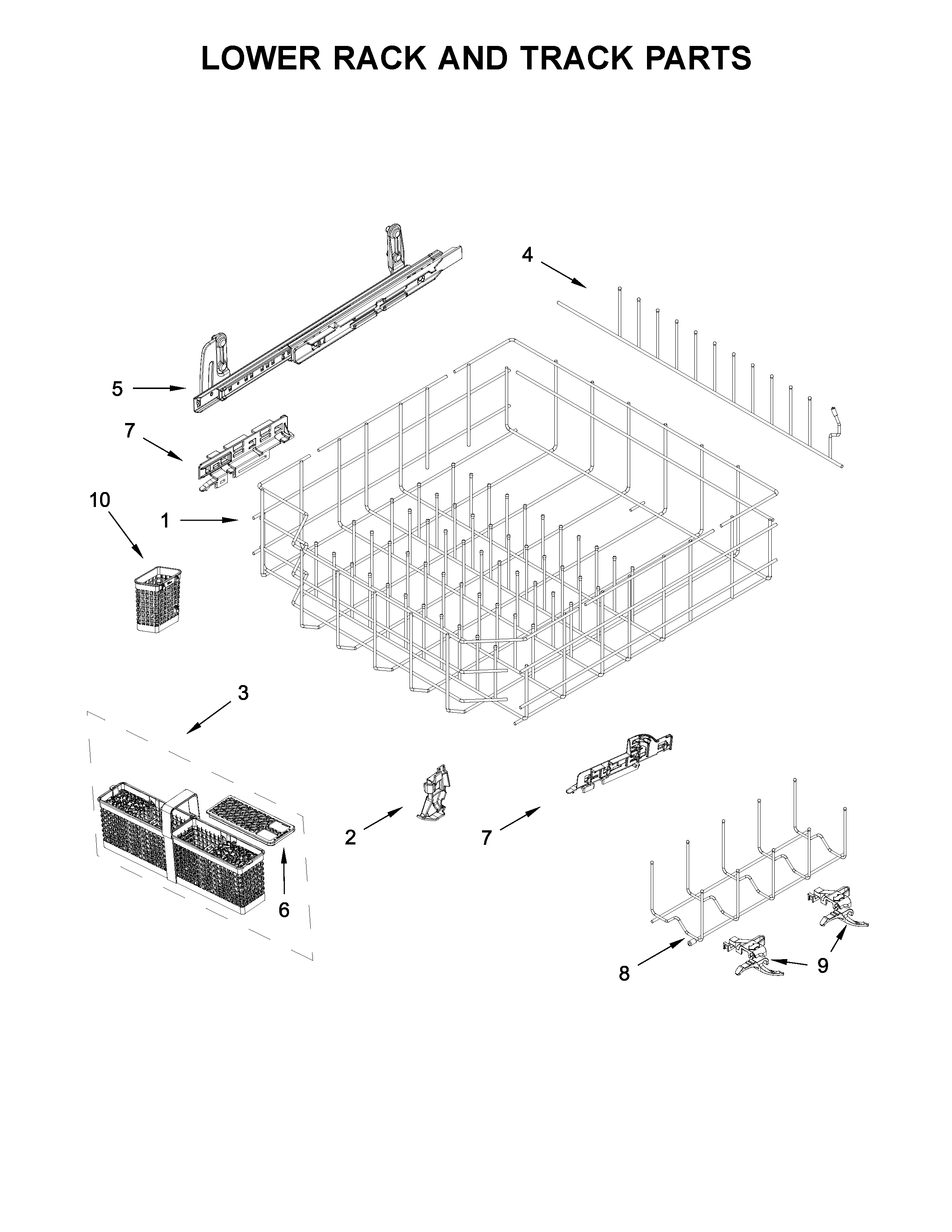 Lower rack and track parts