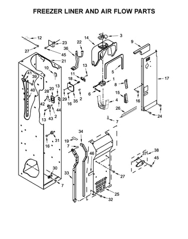 Freezer liner and air flow parts