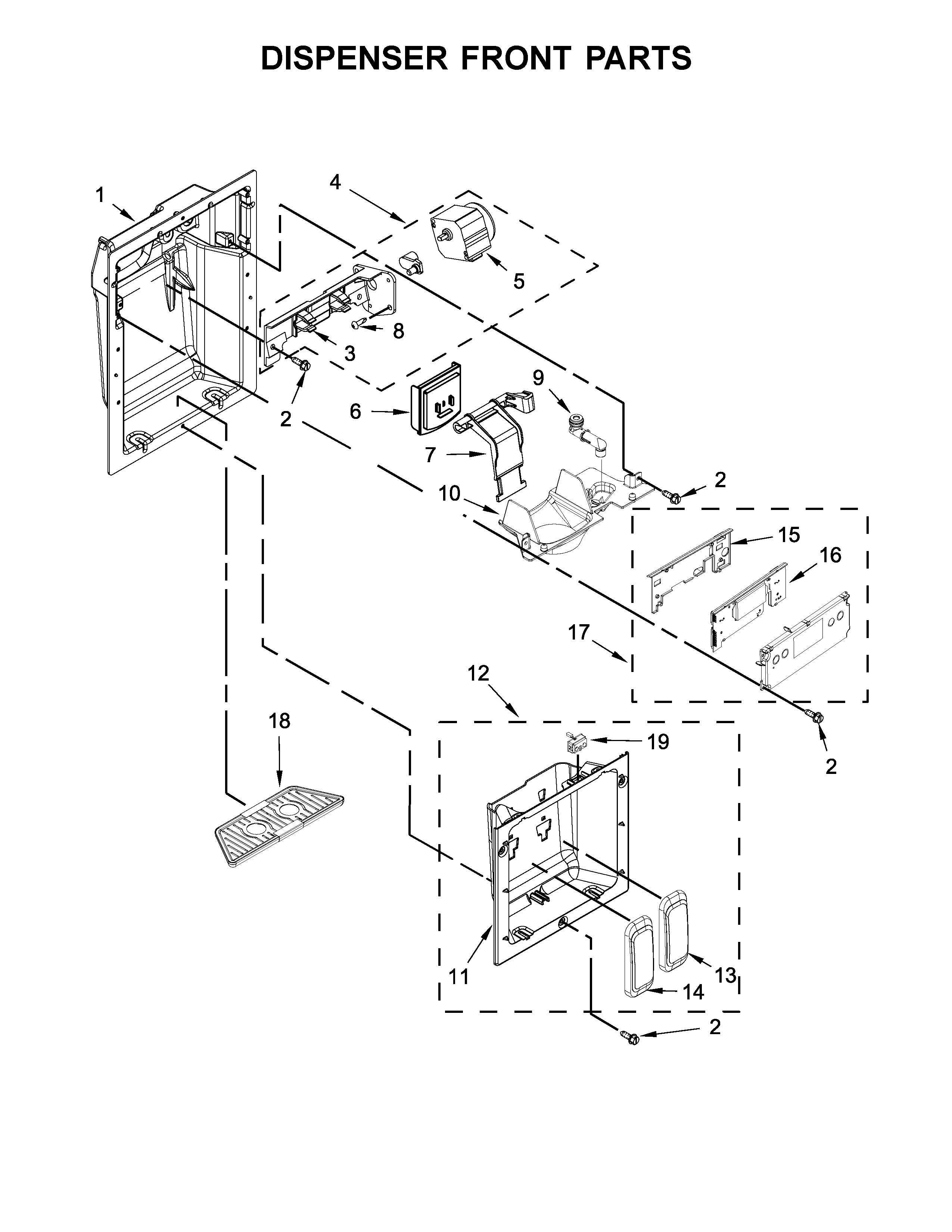 Dispenser front parts