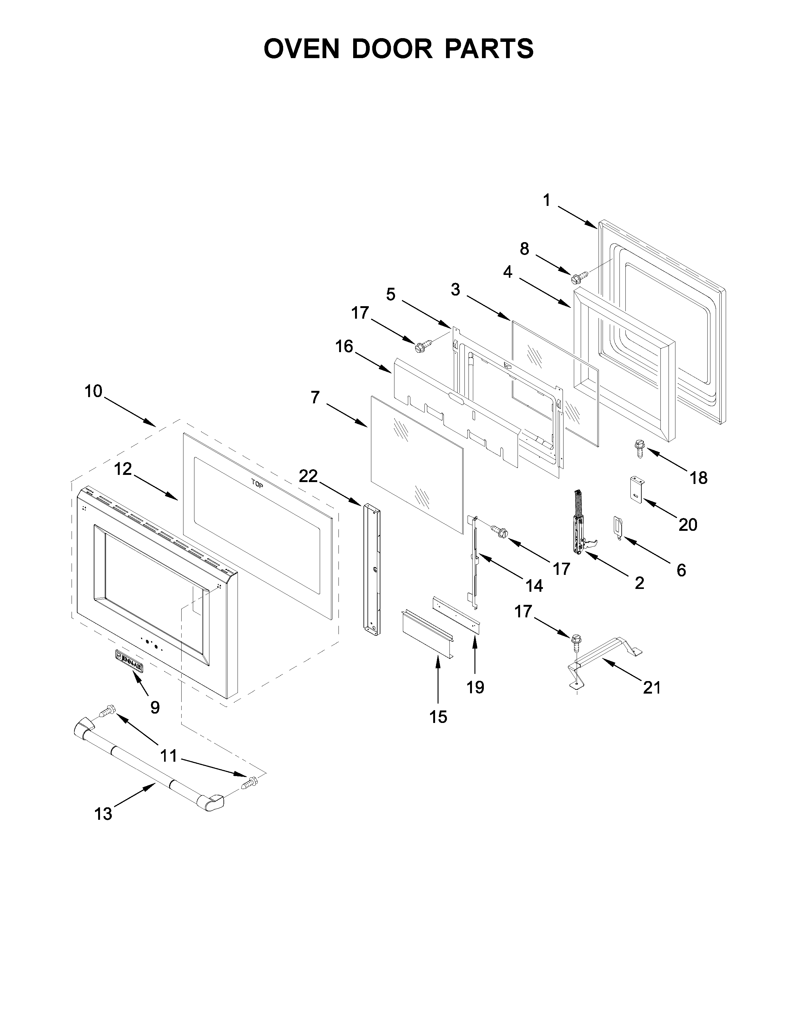 Oven door parts