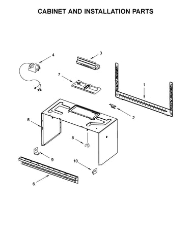 Cabinet and installation parts