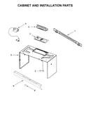 Cabinet and installation parts