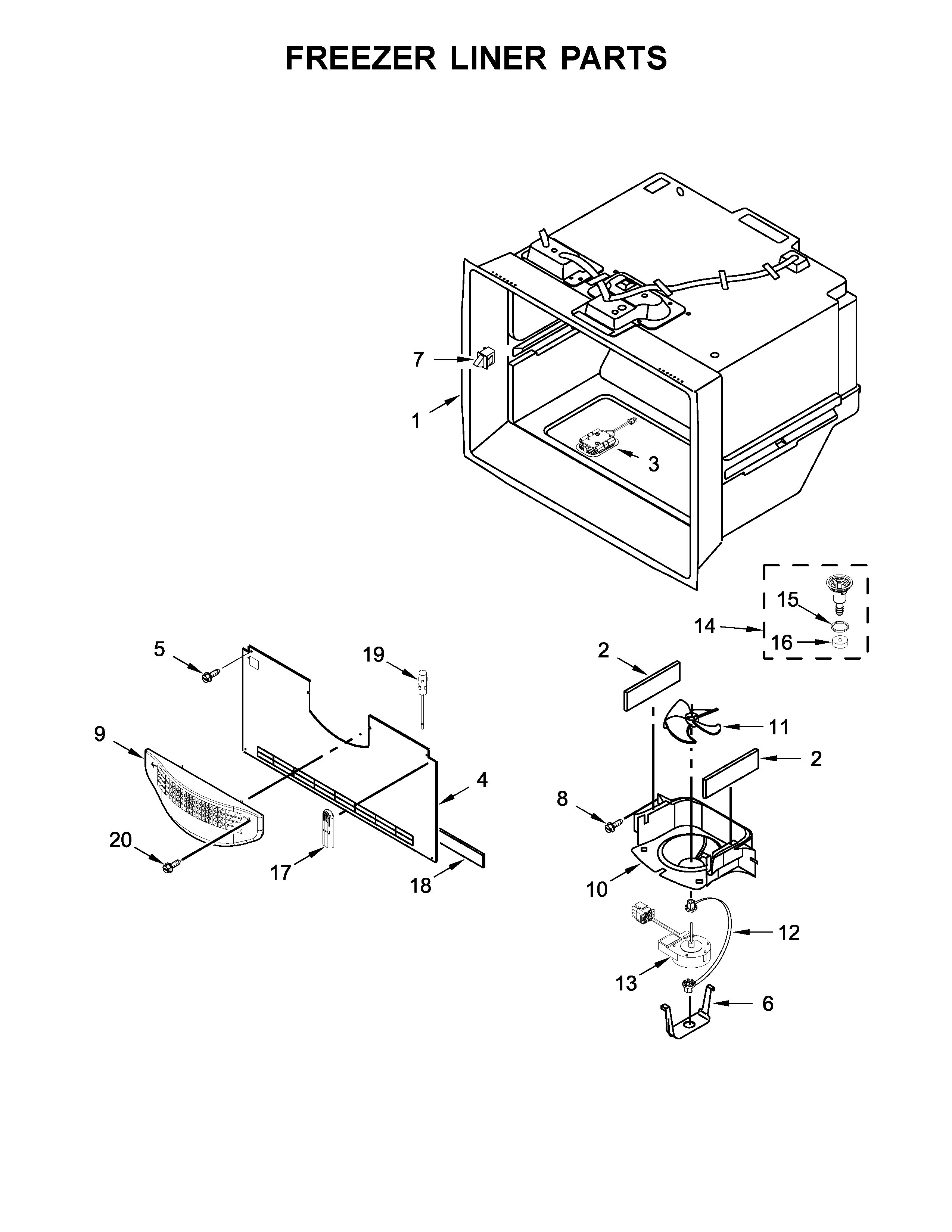 Freezer liner parts