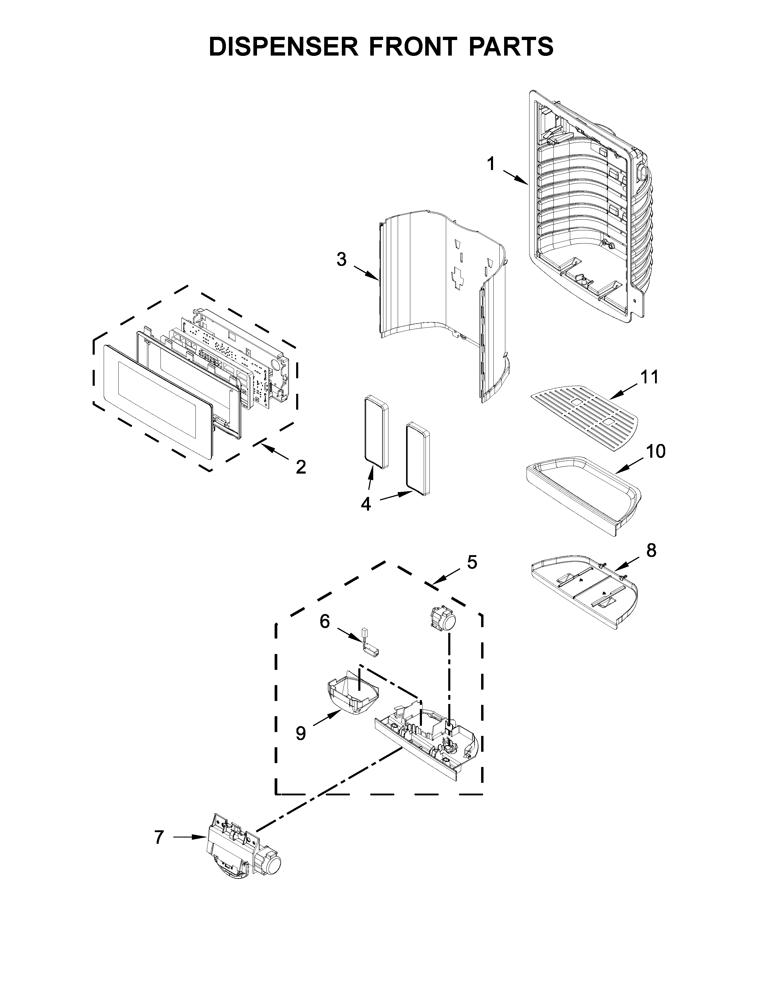 Dispenser front parts