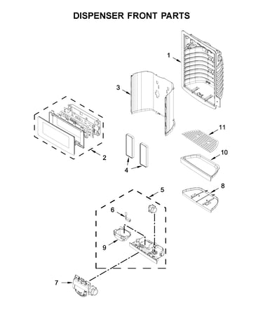Dispenser front parts