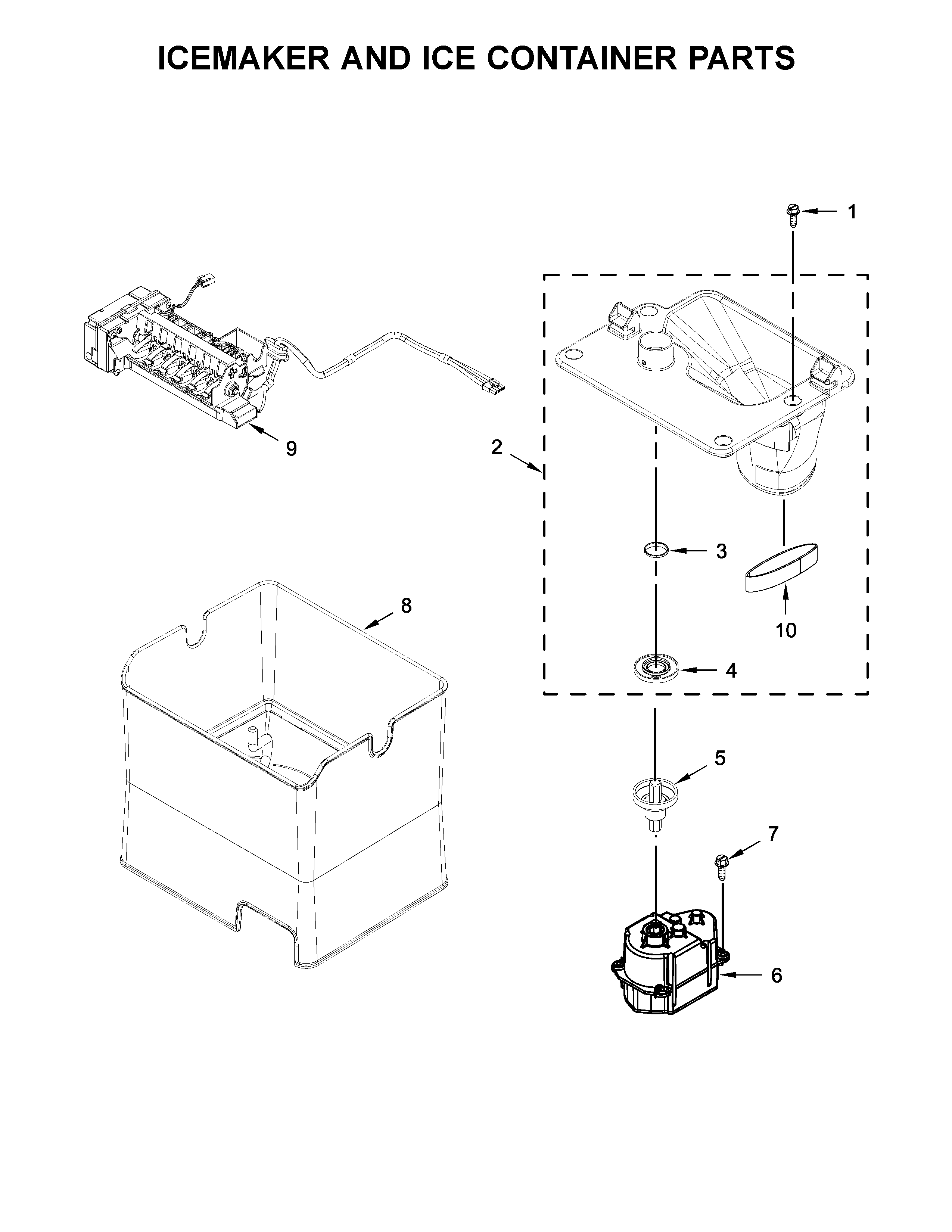 ICEMAKER AND ICE CONTAINER PARTS