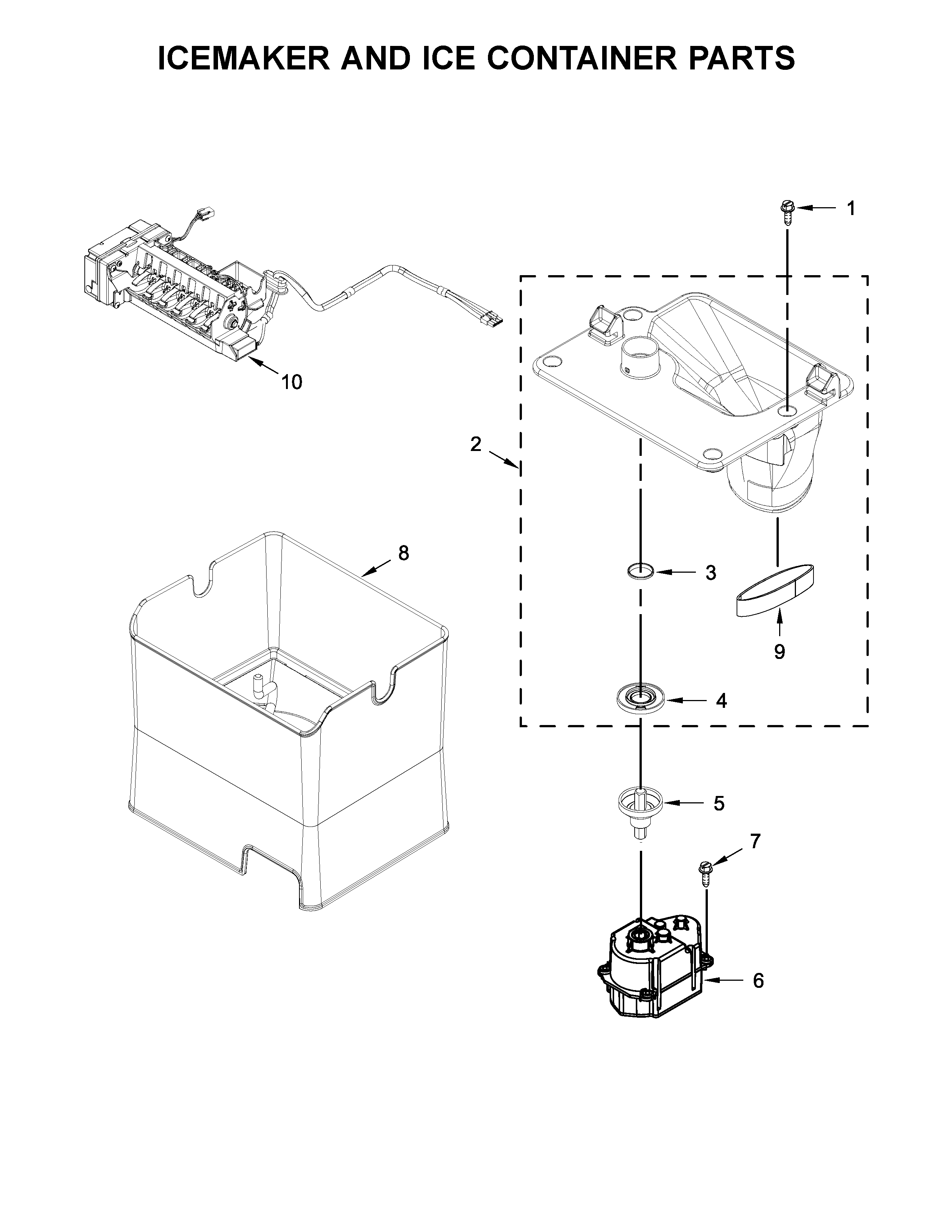 ICEMAKER AND ICE CONTAINER PARTS